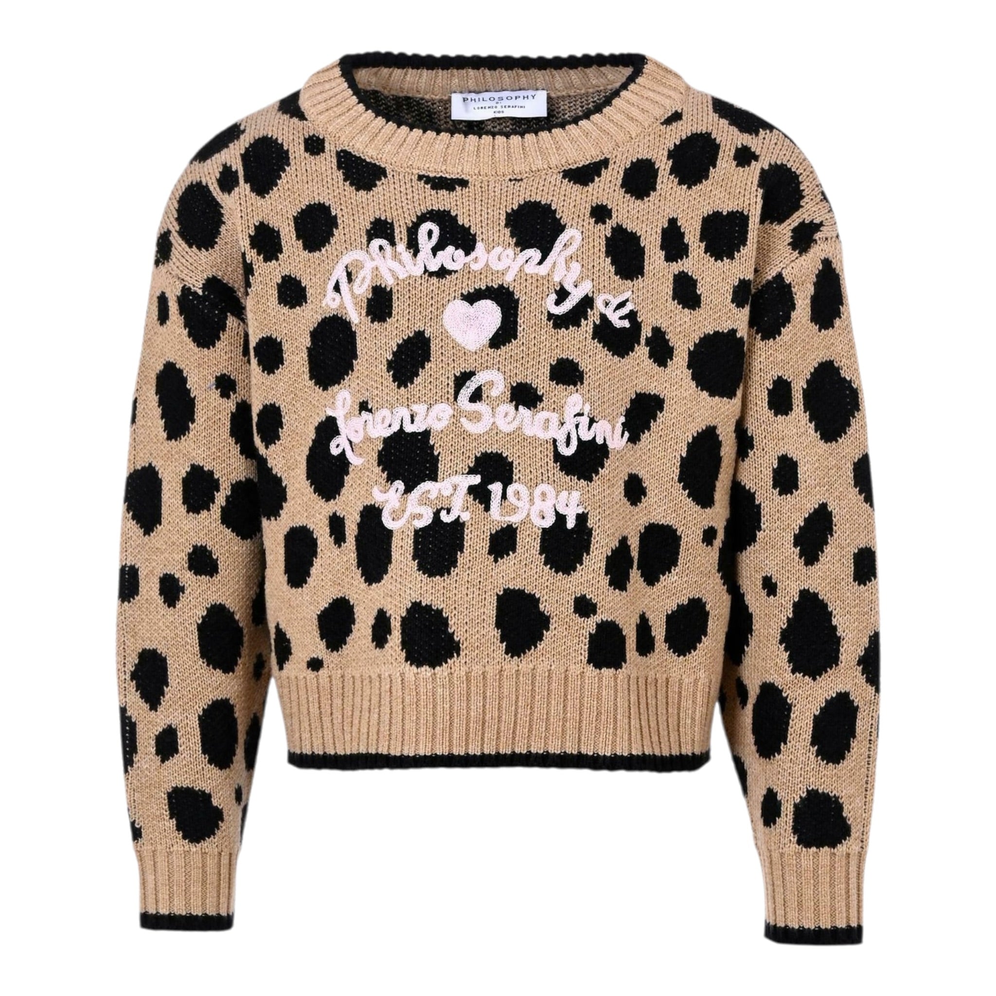 Philosophy Maglia Girocollo tinta unita con Ricami Beige per Bambina I9F618 BEIGE PHILOSOPHY 