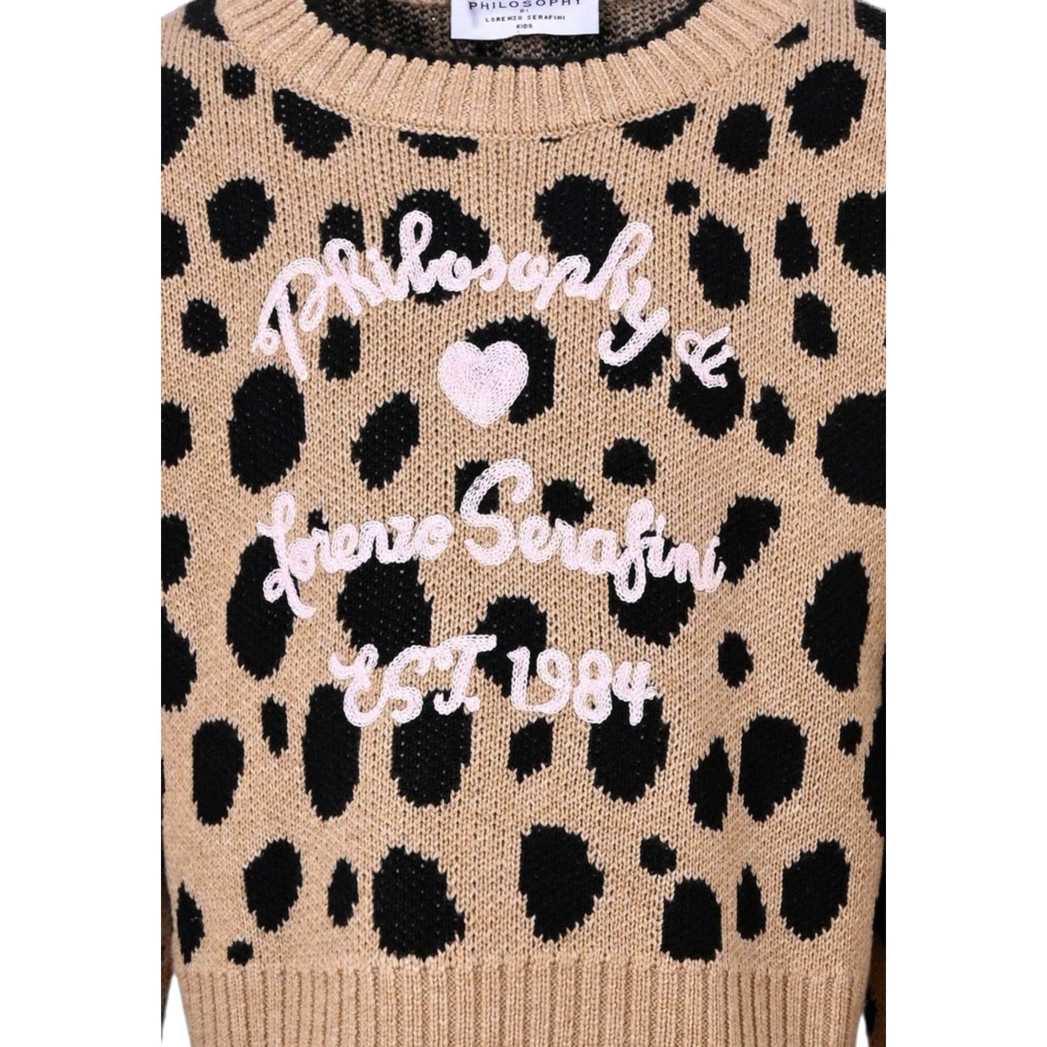 Philosophy Maglia Girocollo tinta unita con Ricami Beige per Bambina I9F618 BEIGE PHILOSOPHY 