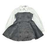 Pinko Abito Manica Lunga In Denim con Maniche In Camicia Grigio per Bambina KFAB023 GRIGIO PINKO 