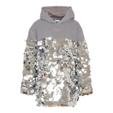 Pinko Abito Manica Lunga con Cappuccio E Paillettes Grigio per Bambina KFAB033 GRIGIO PINKO 