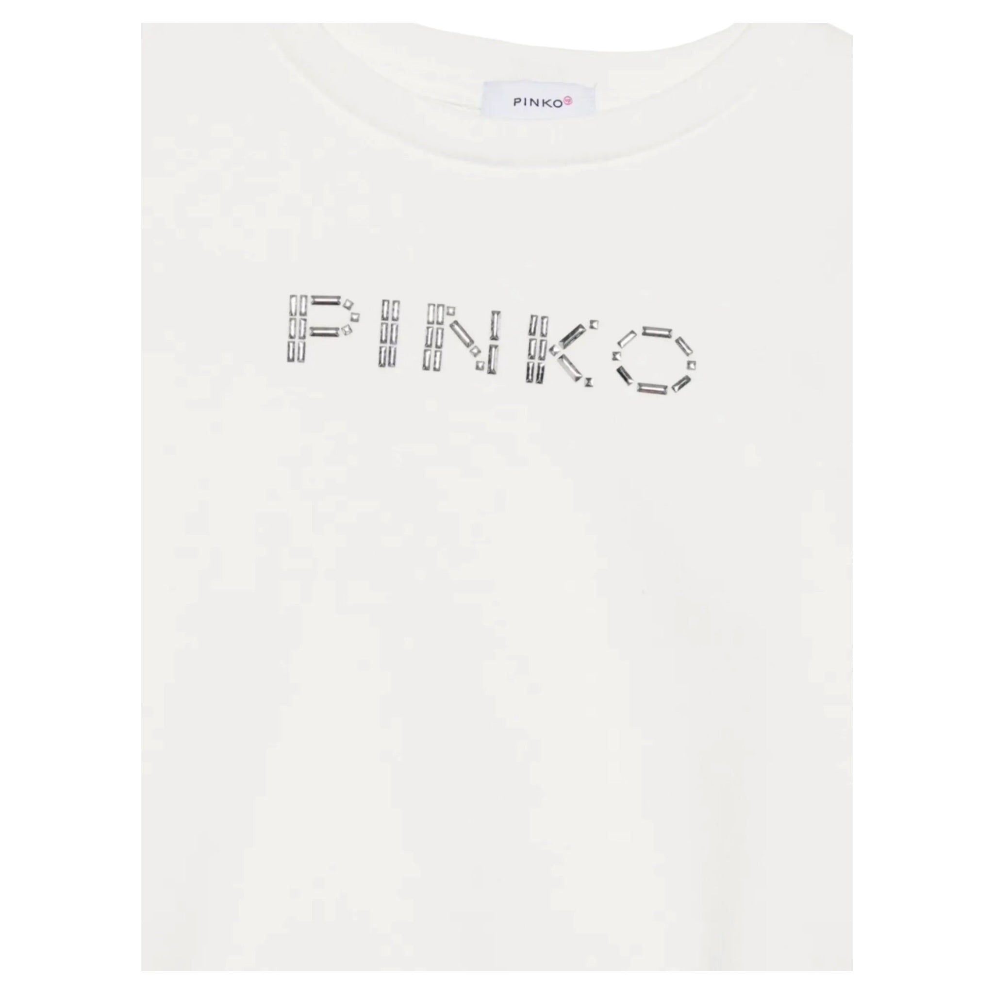 Pinko Felpa Chiusa Girocollo tinta unita con Logo Panna per Bambina KFFE011 PANNA PINKO 