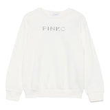 Pinko Felpa Chiusa Girocollo tinta unita con Logo Panna per Bambina KFFE011 PANNA PINKO 