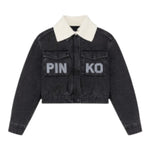 Pinko Giubbino In Denim tinta unita con Logo Nero per Bambina KFGB007 NERO PINKO 
