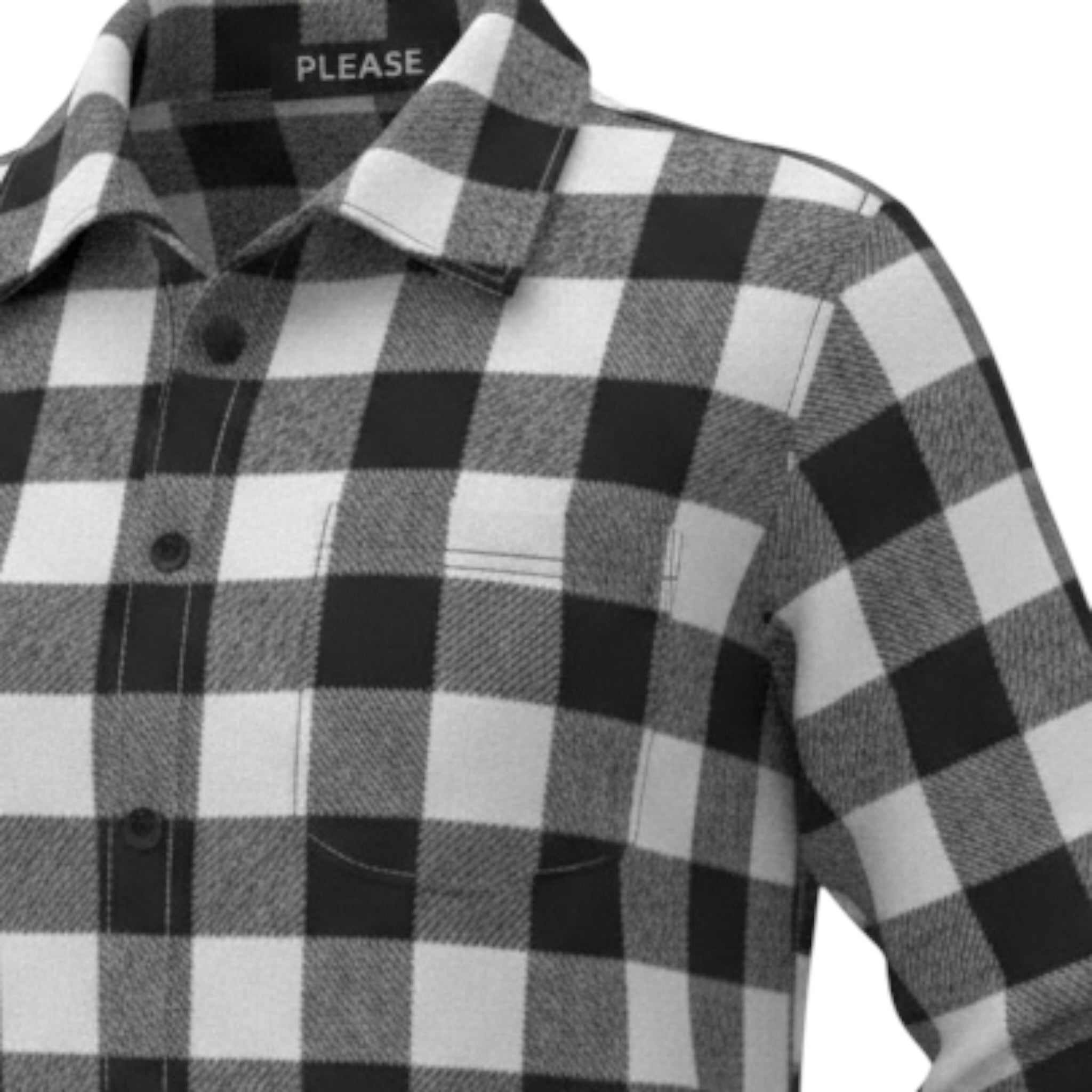 Please Camicia Bicolore con Fantasia A Quadri Bianco/Nero per Bambino CL61103B77 BIANCO/NERO PLEASE 