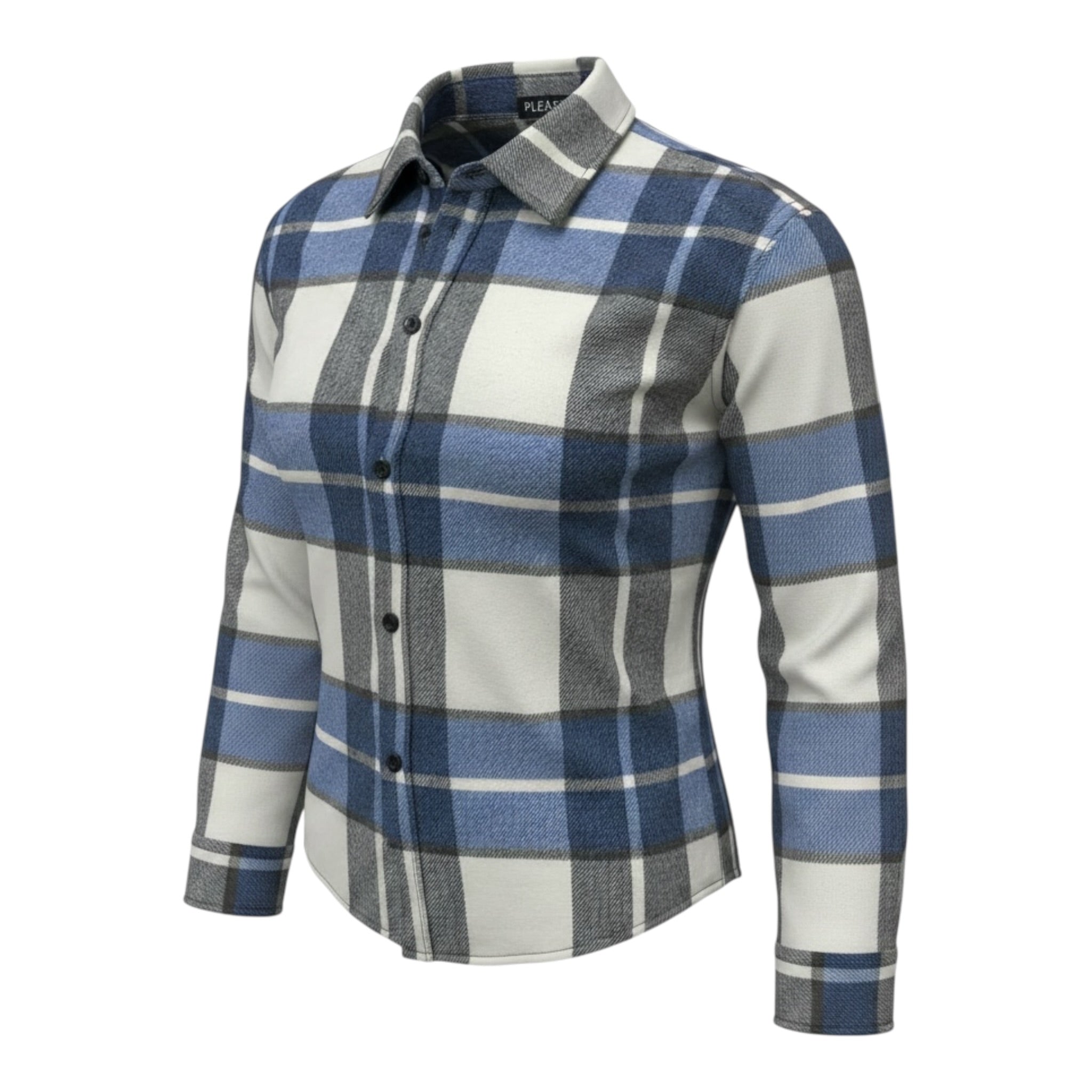 Please Camicia Bicolore con Fantasia Quadri Azzurro per Neonato CL61104B77N AZZURRO PLEASE 