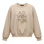 Please Felpa Girocollo tinta unita con Stampa Beige per Bambina LB30040B77 BEIGE PLEASE 