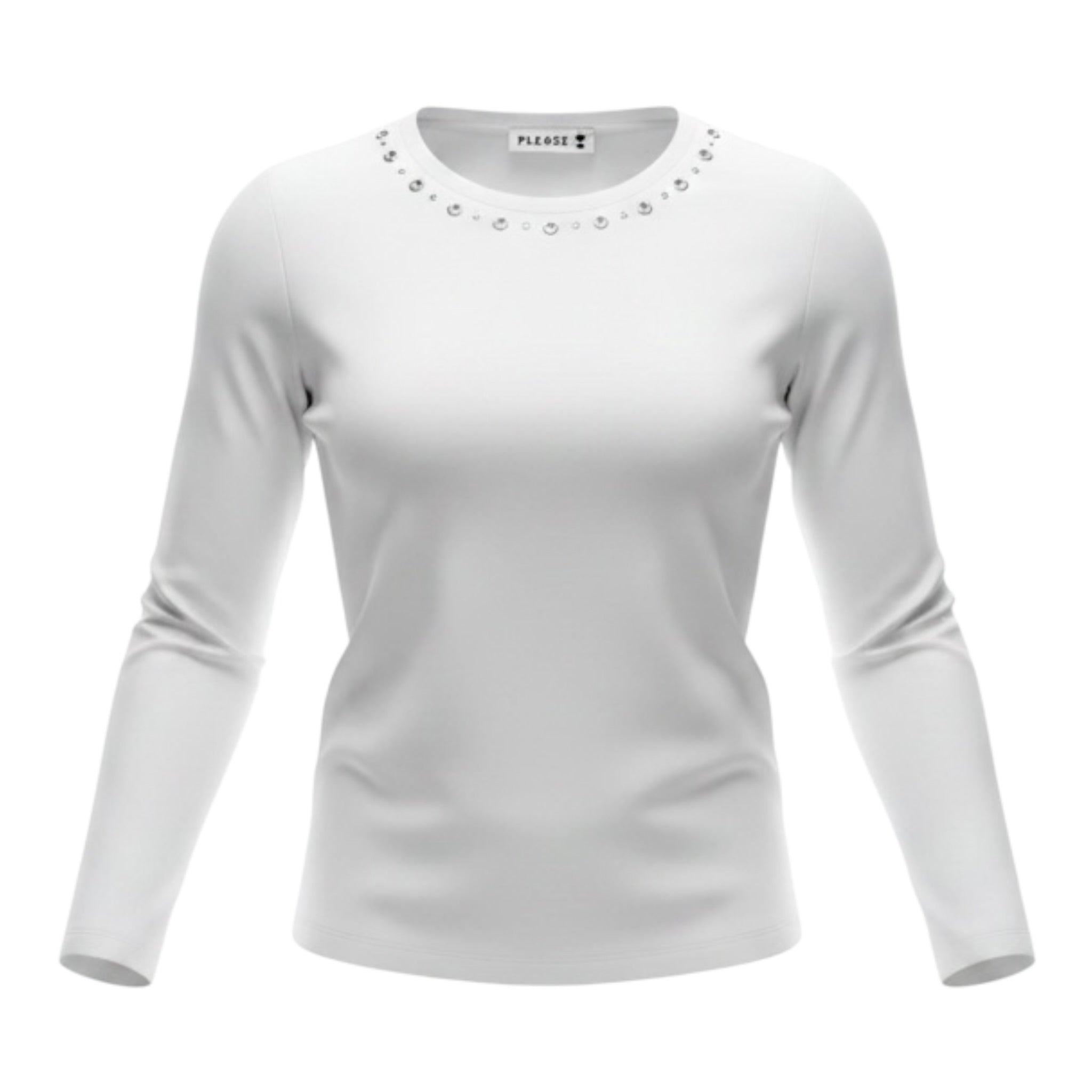 Please Shirt tinta unita con Borchie Bianco per Bambina ML05030G78 BIANCO PLEASE 