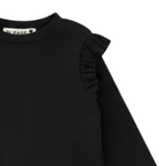 Please Maglia tinta unita con Balze Nero per Bambina ML37072G77J NERO PLEASE 