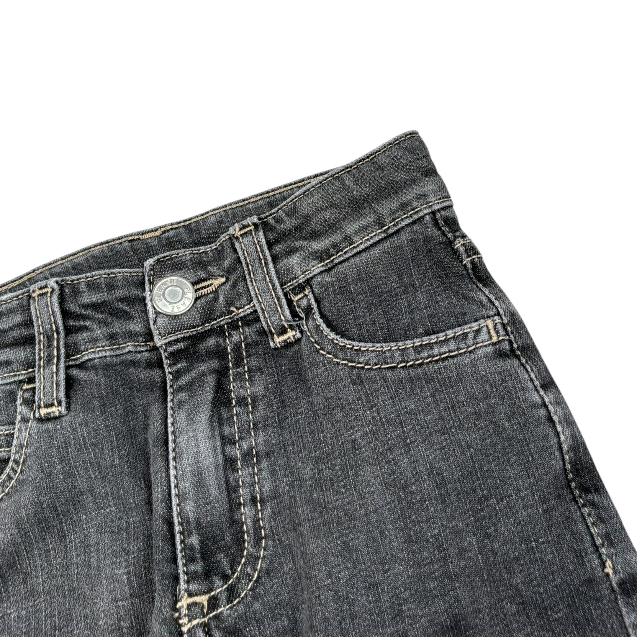 Please Jeans tinta unita con Girovita Regolabile Nero per Bambino PE03012B77 NERO PLEASE 