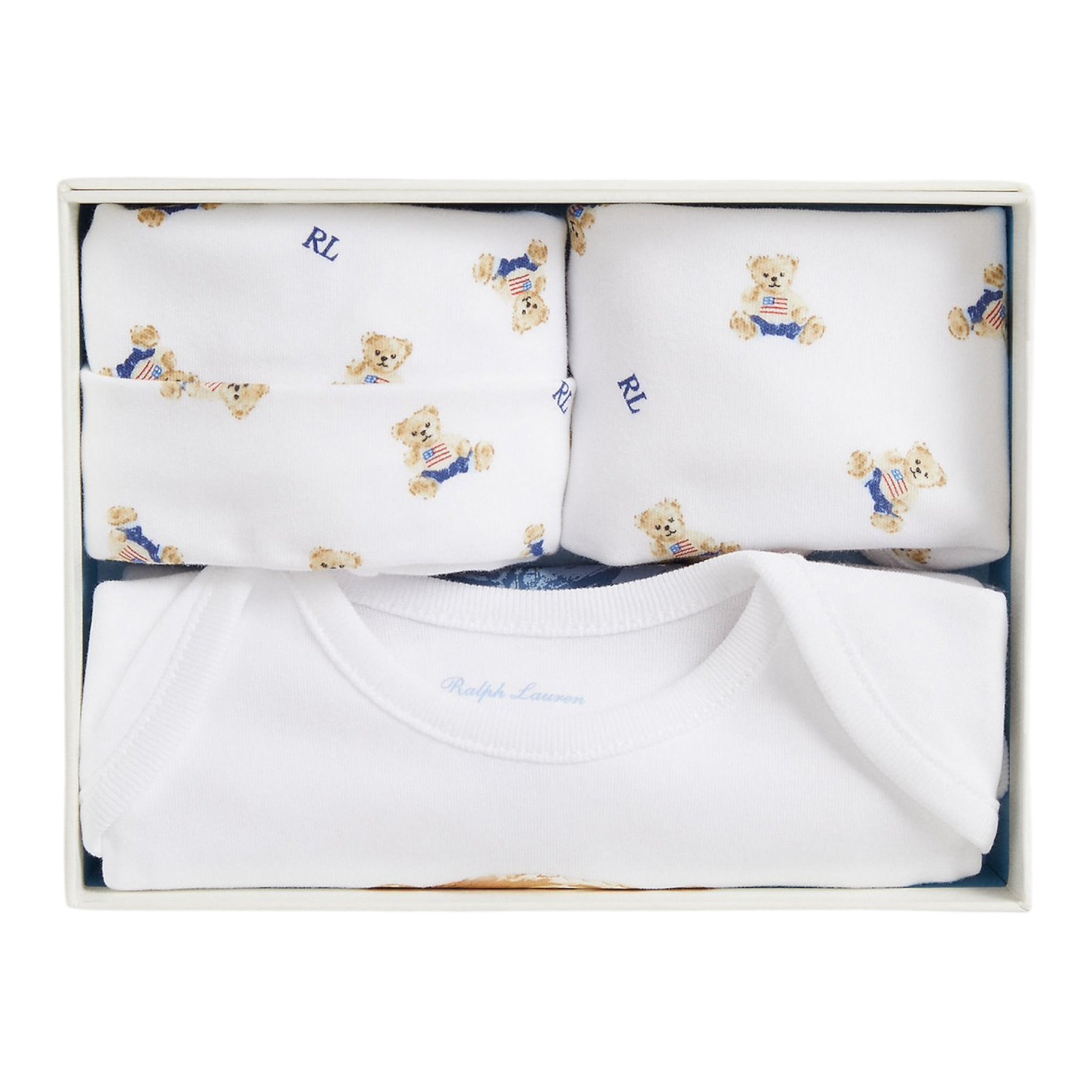 Ralph Lauren Set 3Pz Tutina-Cappello-Bavetta Bianco per Neonato 320P00760001 BIANCO RALPH LAUREN 