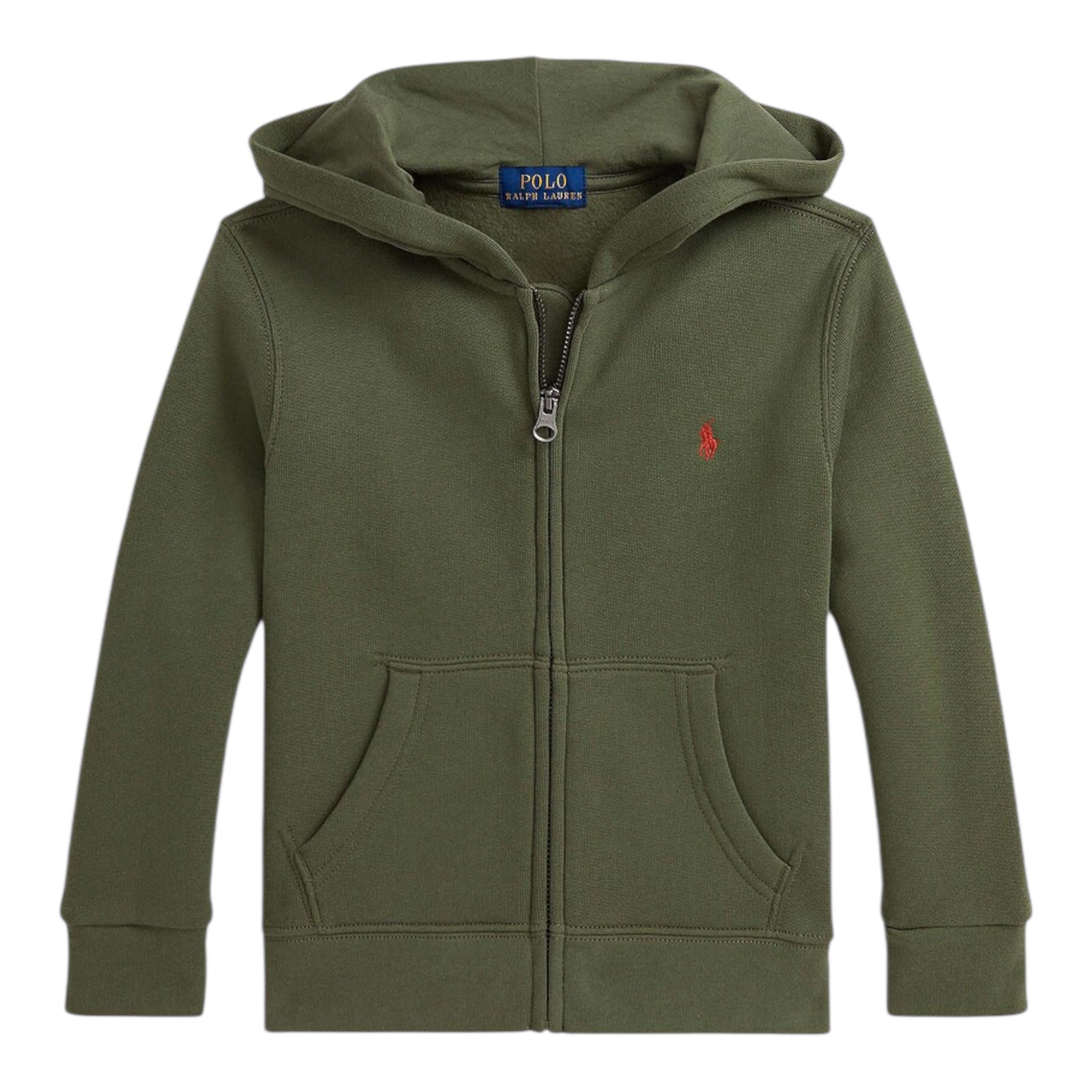 Ralph Lauren Felpa tinta unita con Zip E Cappuccio Verde per Bambino 322799360053J VERDE RALPH LAUREN 