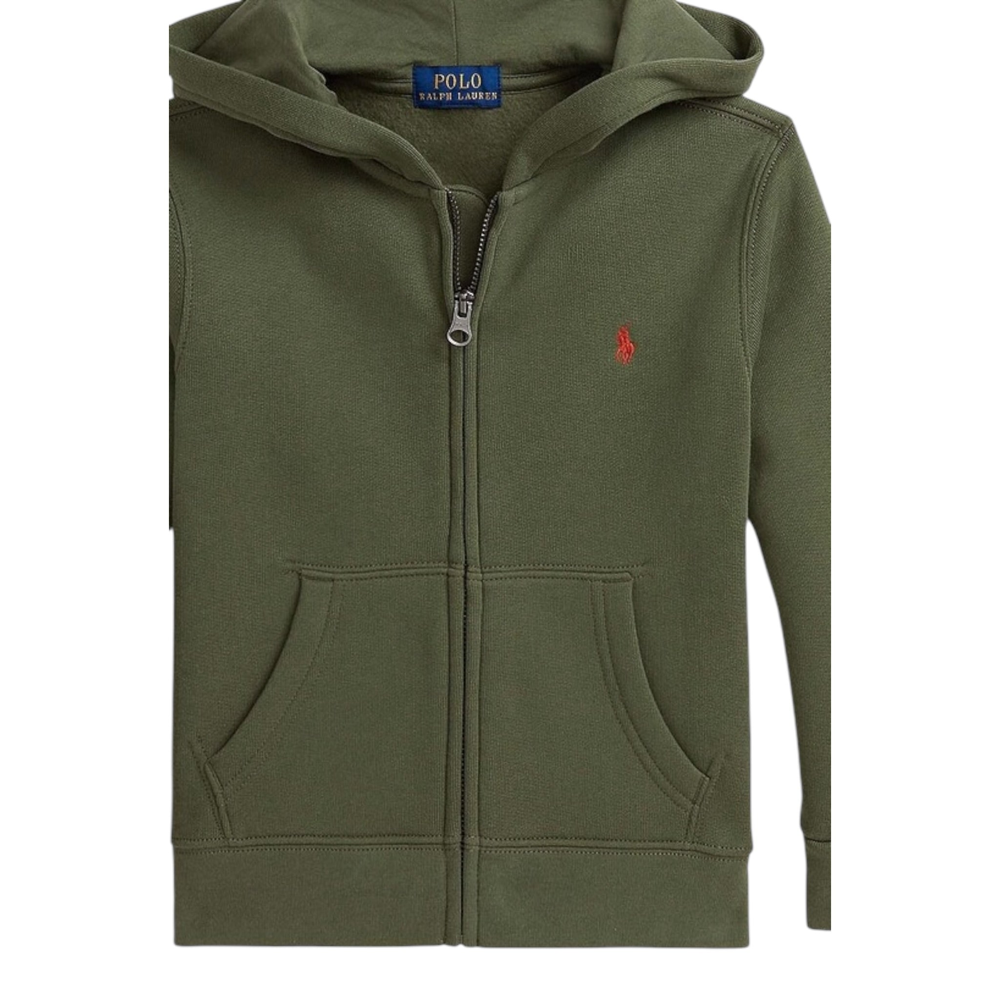 Ralph Lauren Felpa tinta unita con Zip E Cappuccio Verde per Neonato 322799360053 VERDE RALPH LAUREN 