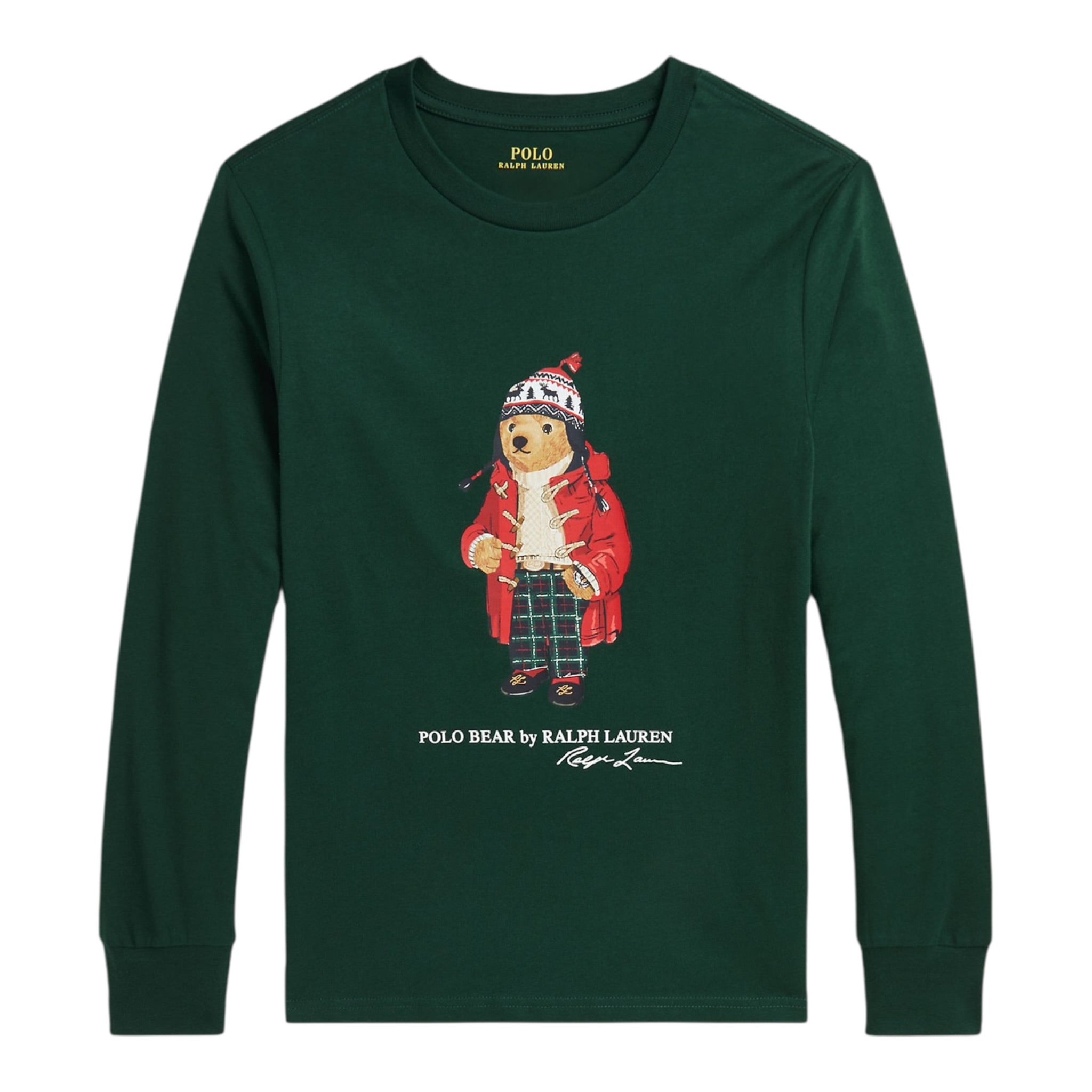 Ralph Lauren Shirt tinta unita Girocollo con Stampa Verde per Bambino 323883620009 VERDE RALPH LAUREN 