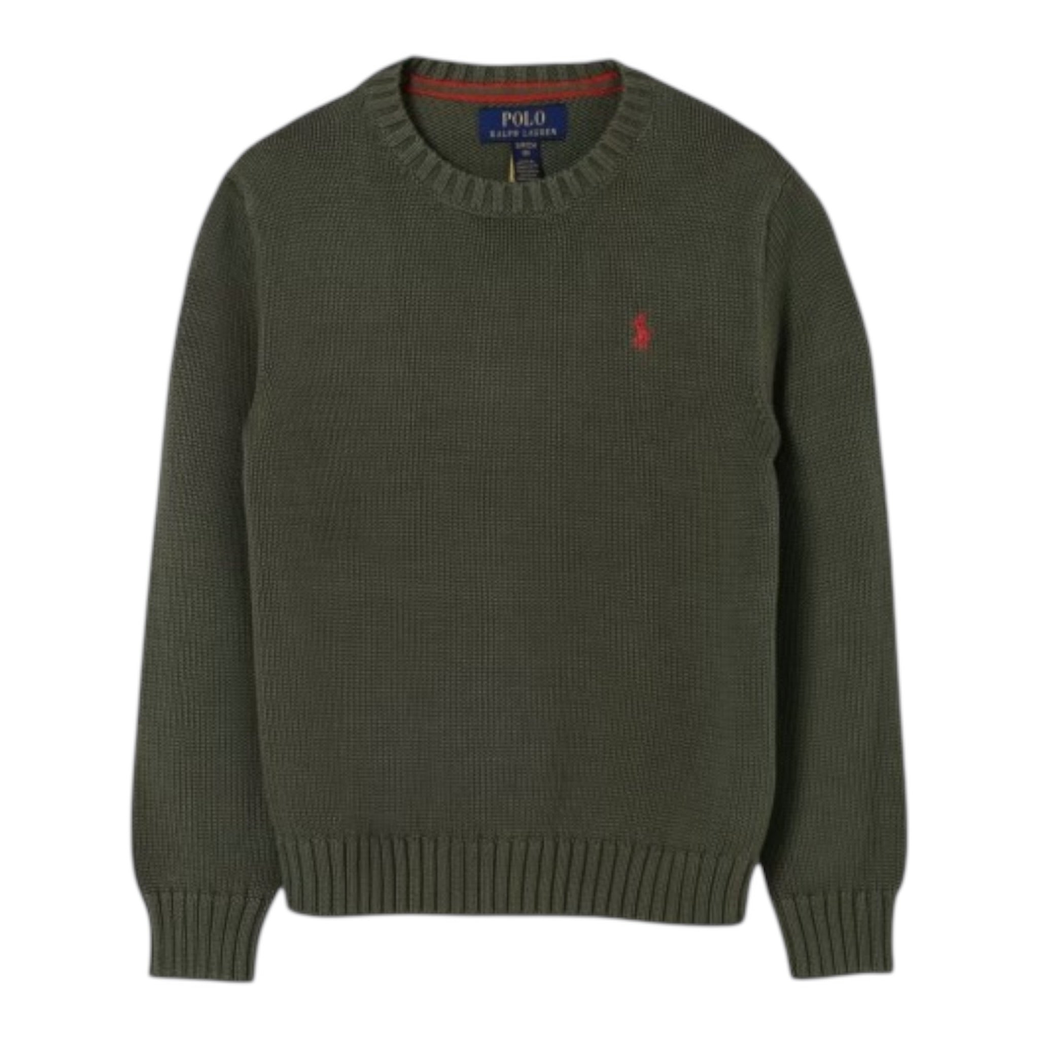 Ralph Lauren Maglia tinta unita con Logo Verde per Bambino 323970429006 VERDE RALPH LAUREN 
