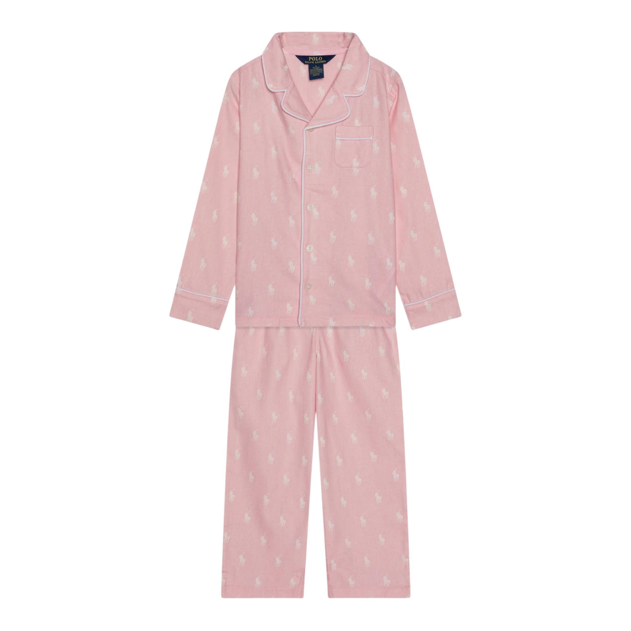 Ralph Lauren Pigiama 2 Pezzi Camicia-Pantalone tinta unita Rosa per Bambina 4P0150 ROSA RALPH LAUREN 