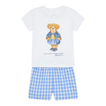 Ralph Lauren Completo 2 Pezzi T-Shirt-Short Bianco/Azzurro per Bambina 4P0271 BIANCO/AZZURRO RALPH LAUREN 