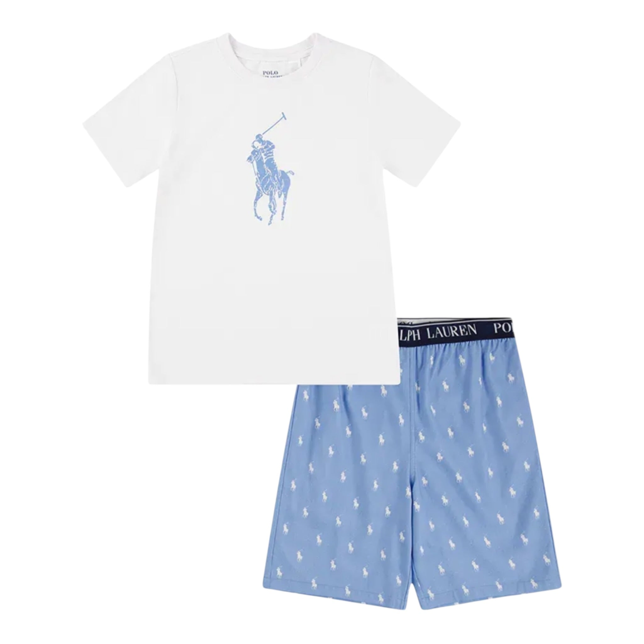 Ralph Lauren Completo 2 Pezzi T-Shirt-Bermuda Bianco/Azzurro per Bambino 9P0141 BIANCO/AZZURRO RALPH LAUREN 