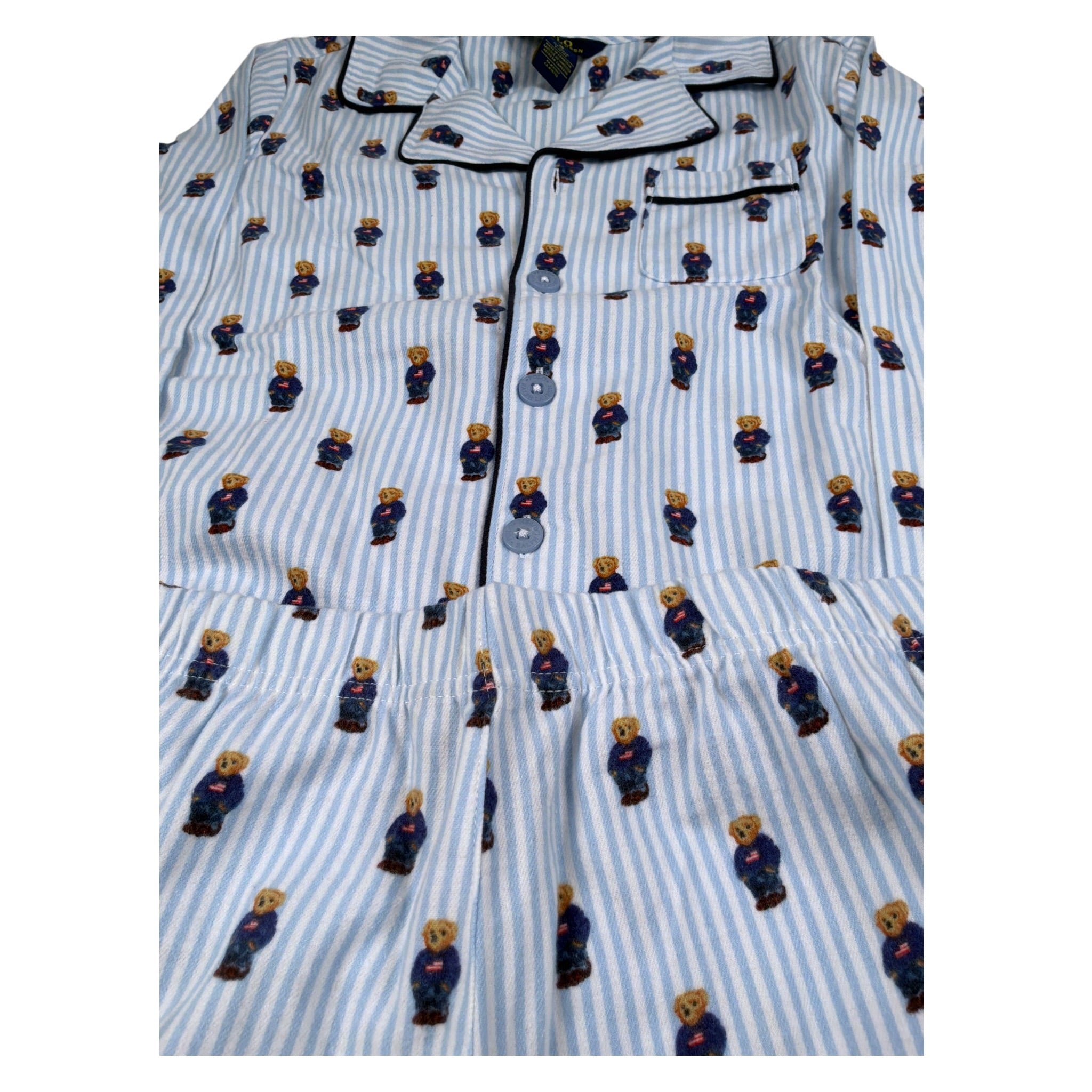 Ralph Lauren Pigiama 2 Pezzi Camicia-Pantalone Bianco/Azzurro per Bambino 9P0149 BIANCO/AZZURRO RALPH LAUREN 