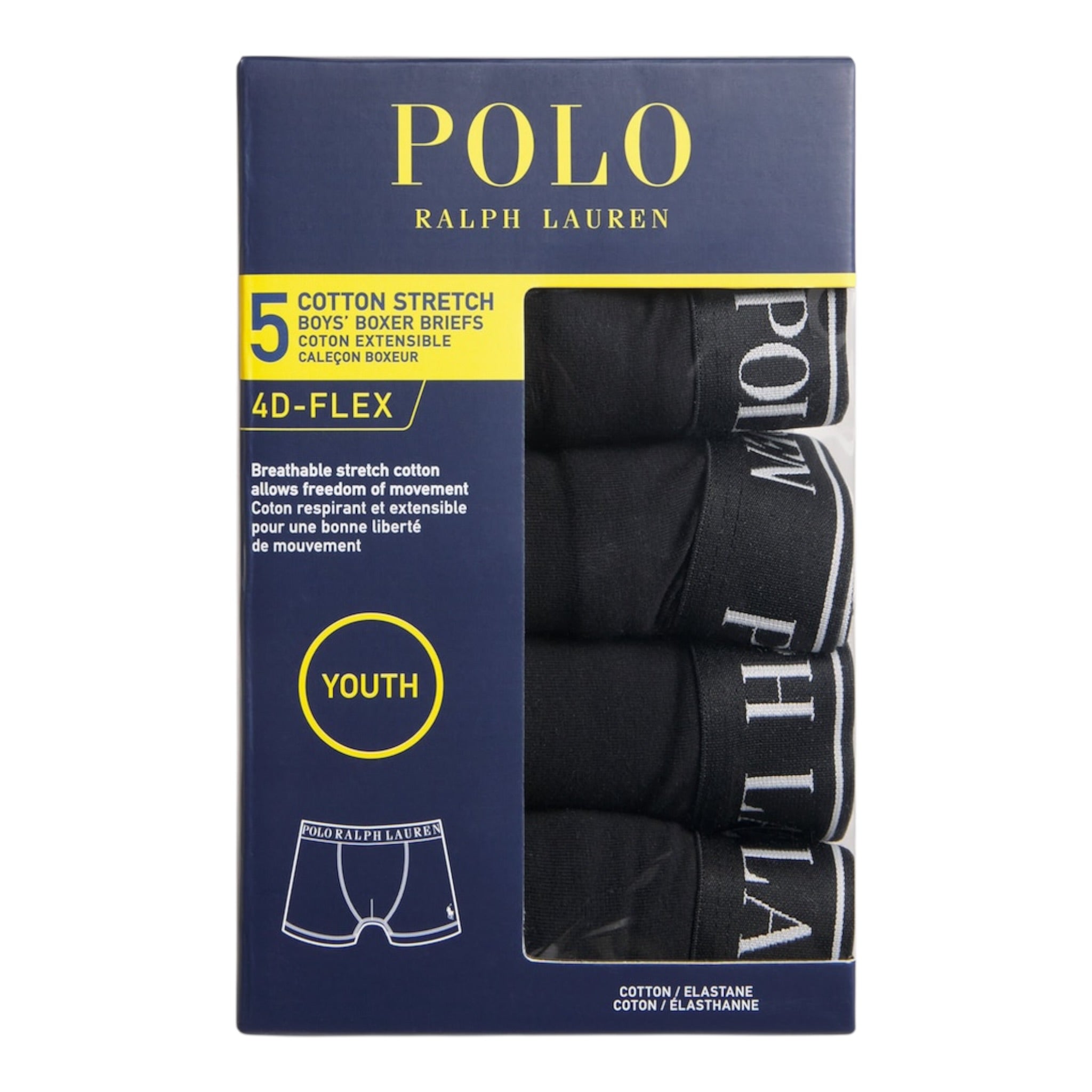 Ralph Lauren Set 5 Pezzi Boxer tinta unita Nero per Bambino 9P5014 NERO RALPH LAUREN 