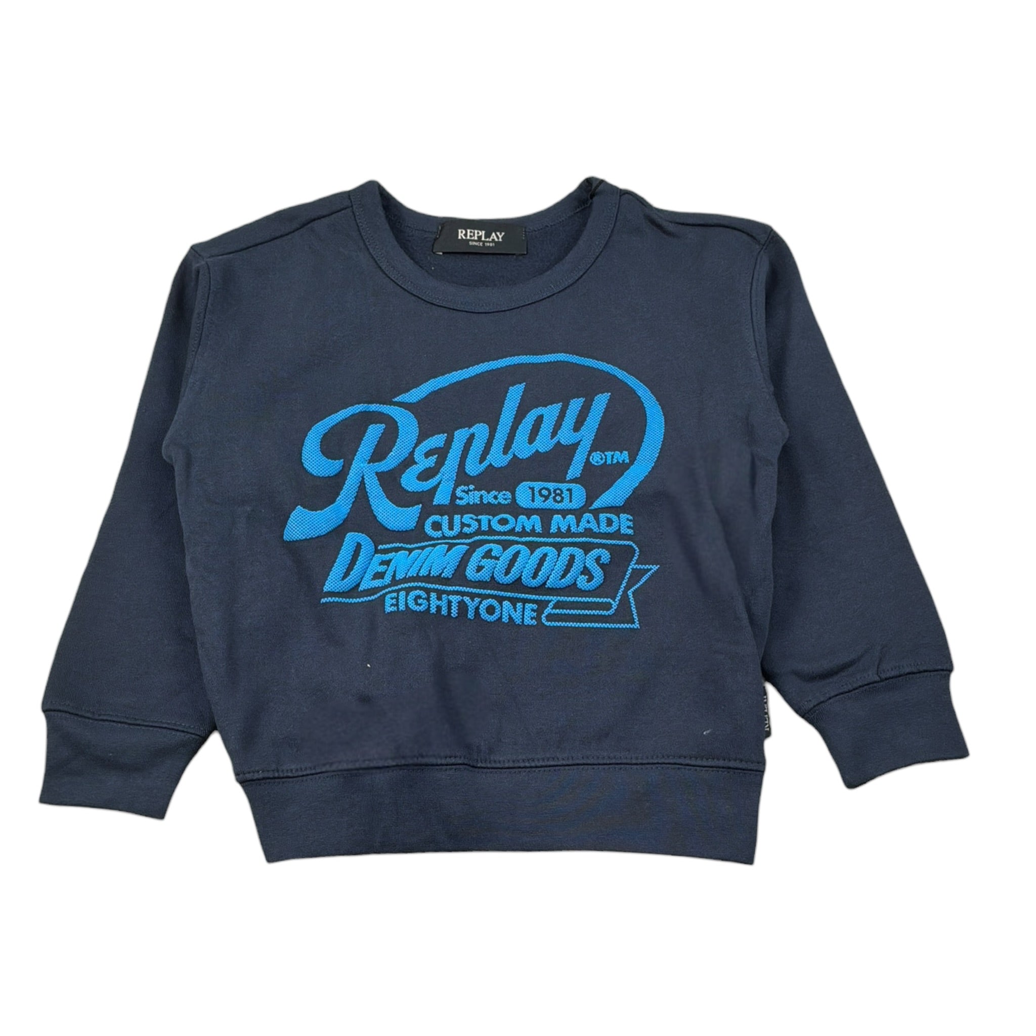 Replay Felpa Chiusa Girocollo tinta unita Blu per Bambino SB2064 BLU REPLAY 