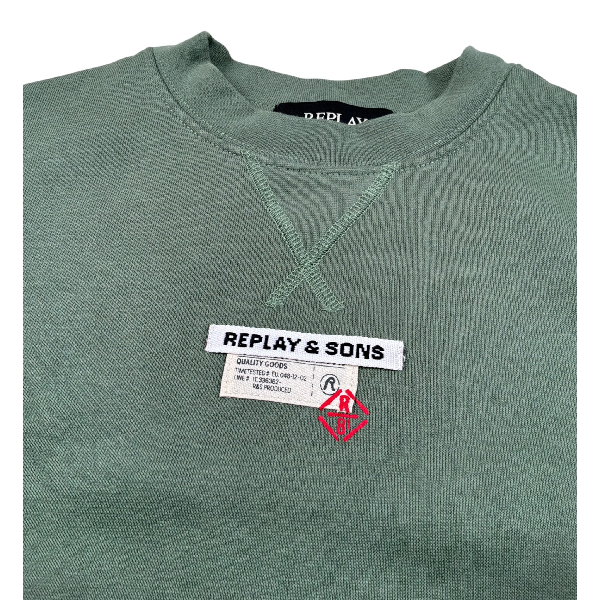 Replay Felpa Chiusa Girocollo tinta unita con Stampa Verde per Bambino SB2076 VERDE REPLAY 
