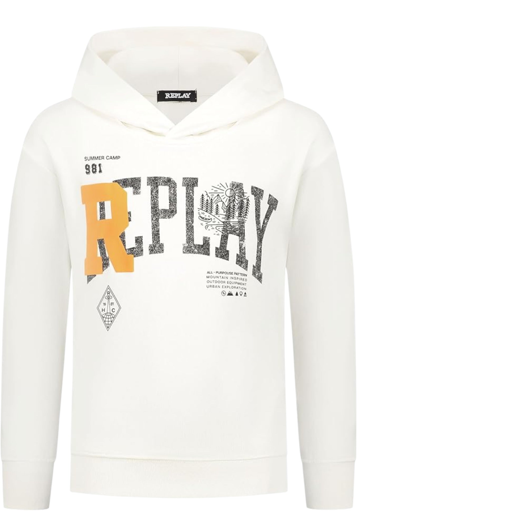 Replay Felpa tinta unita con Cappuccio Panna per Bambino SB2453 PANNA REPLAY 