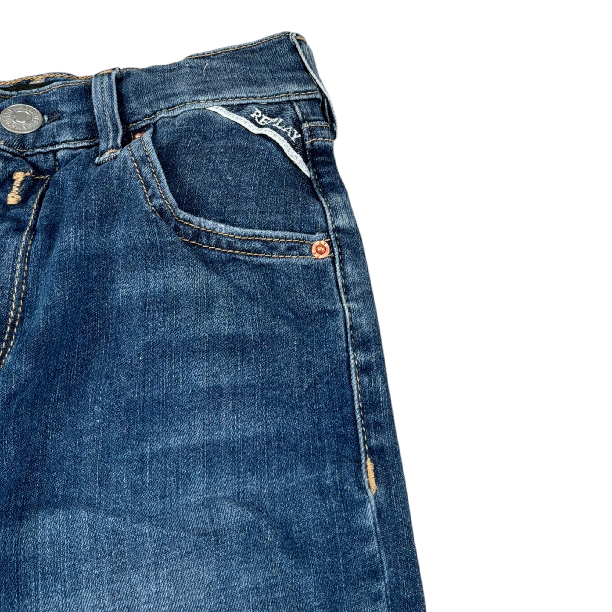 Replay Jeans tinta unita con 5 Tasche Blu per Bambino SG9346 BLU REPLAY 
