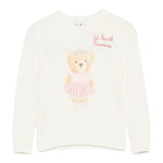 Saint Barth Maglia Girocollo tinta unita con Ricami Panna per Bambina 01762I PANNA SAINT BARTH 