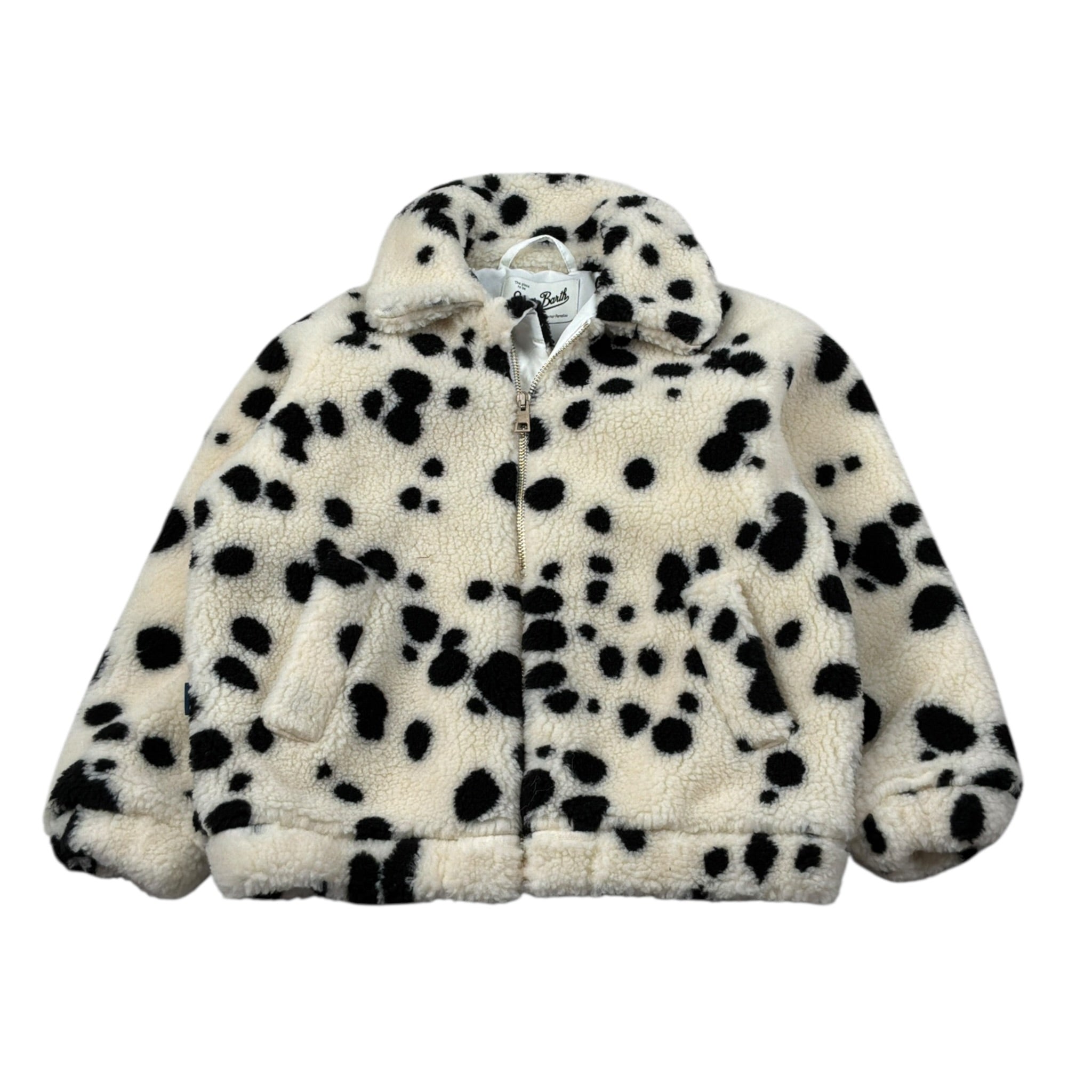 Saint Barth Pelliccia tinta unita con Zip E Stampa Cane Panna per Bambina ABELJRR PANNA SAINT BARTH 