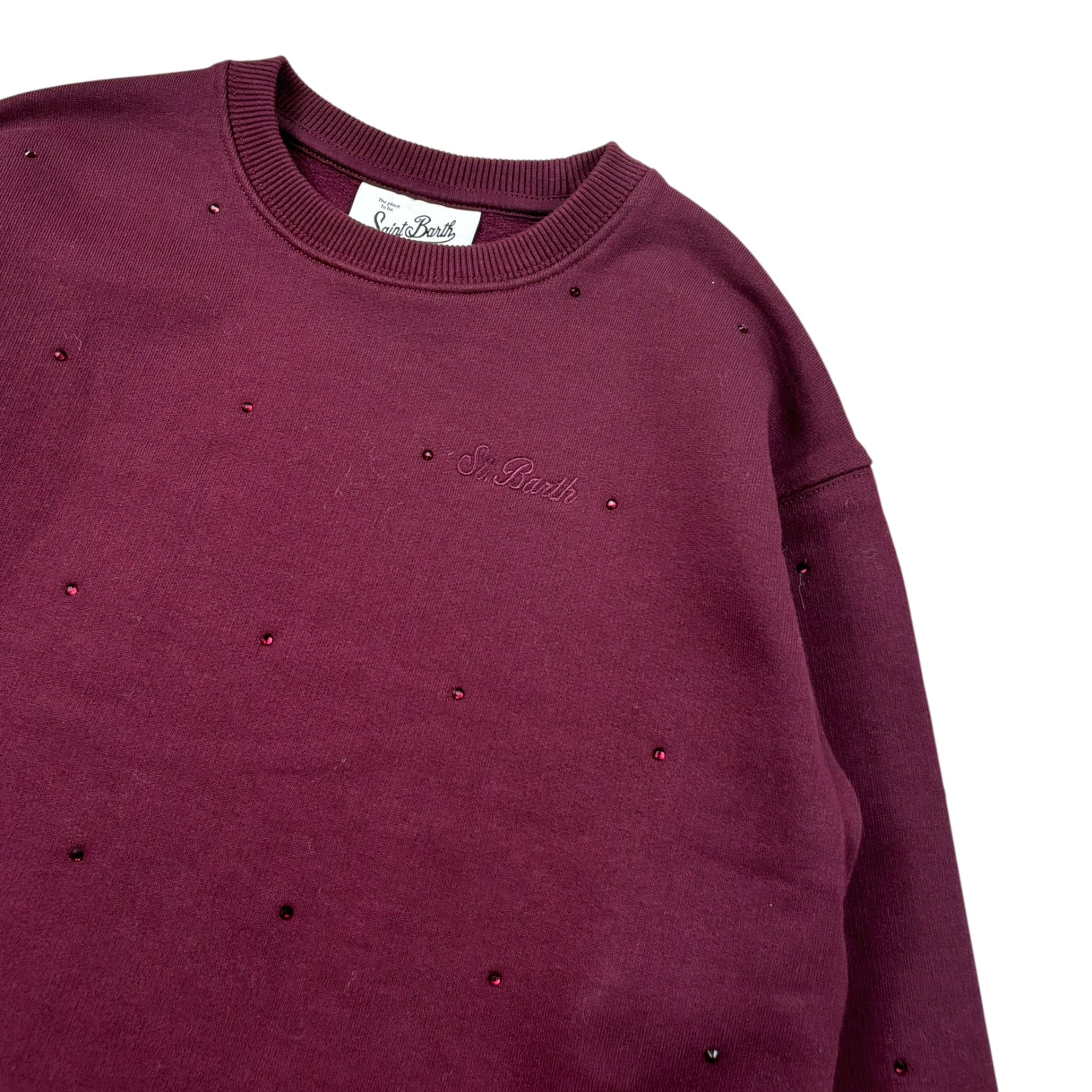Saint Barth Felpa Girocollo tinta unita con Brillantini Bordeaux per Bambina BRIONYSB44 BORDEAUX SAINT BARTH 