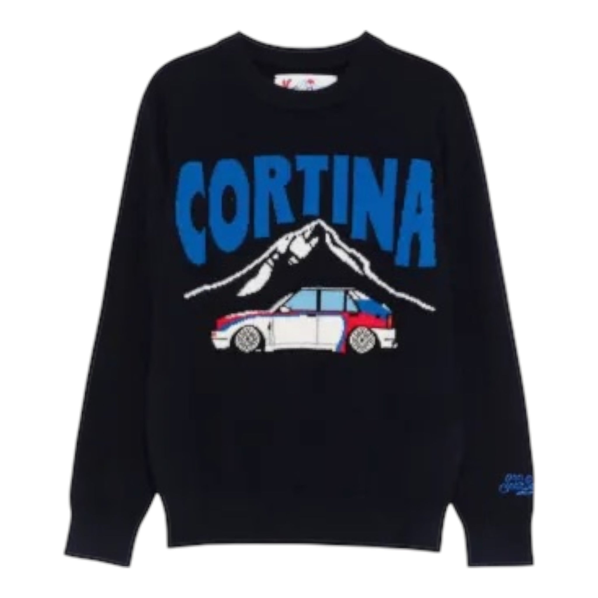 Saint Barth Maglia tinta unita con Stampa Blu per Bambino CORTINAMOTOR BLU SAINT BARTH 
