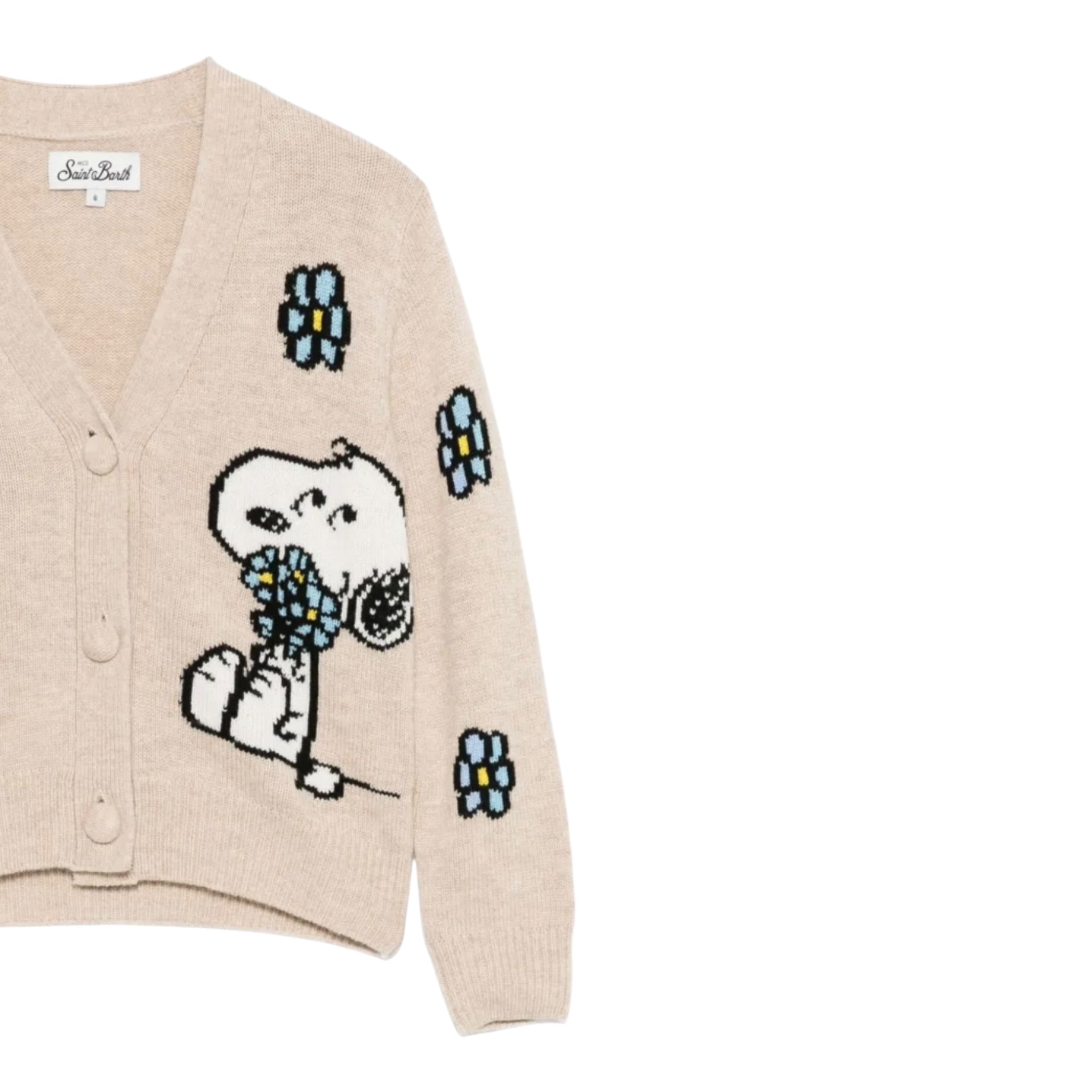 Saint Barth Cardigan tinta unita con Stampa Beige per Bambino DIY000102419I BEIGE SAINT BARTH 