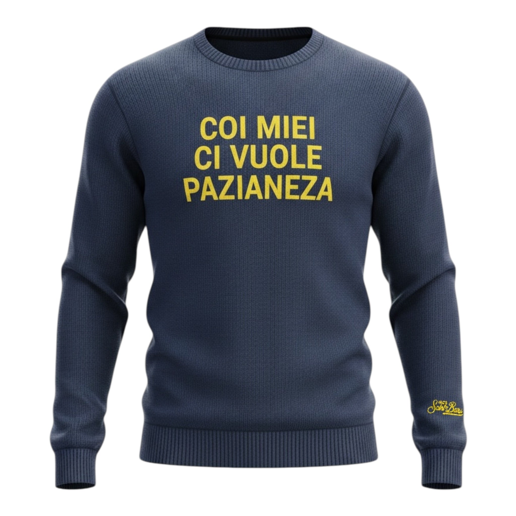 Saint Barth Maglia Girocollo tinta unita con Stampa Blu per Bambino DOU000101620I BLU SAINT BARTH 