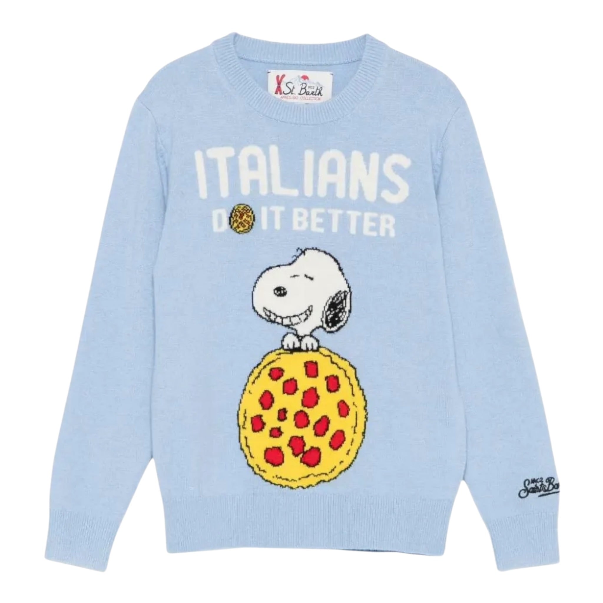 Saint Barth Maglia tinta unita con Stampa Azzurro per Bambino DOU000101673I AZZURRO SAINT BARTH 