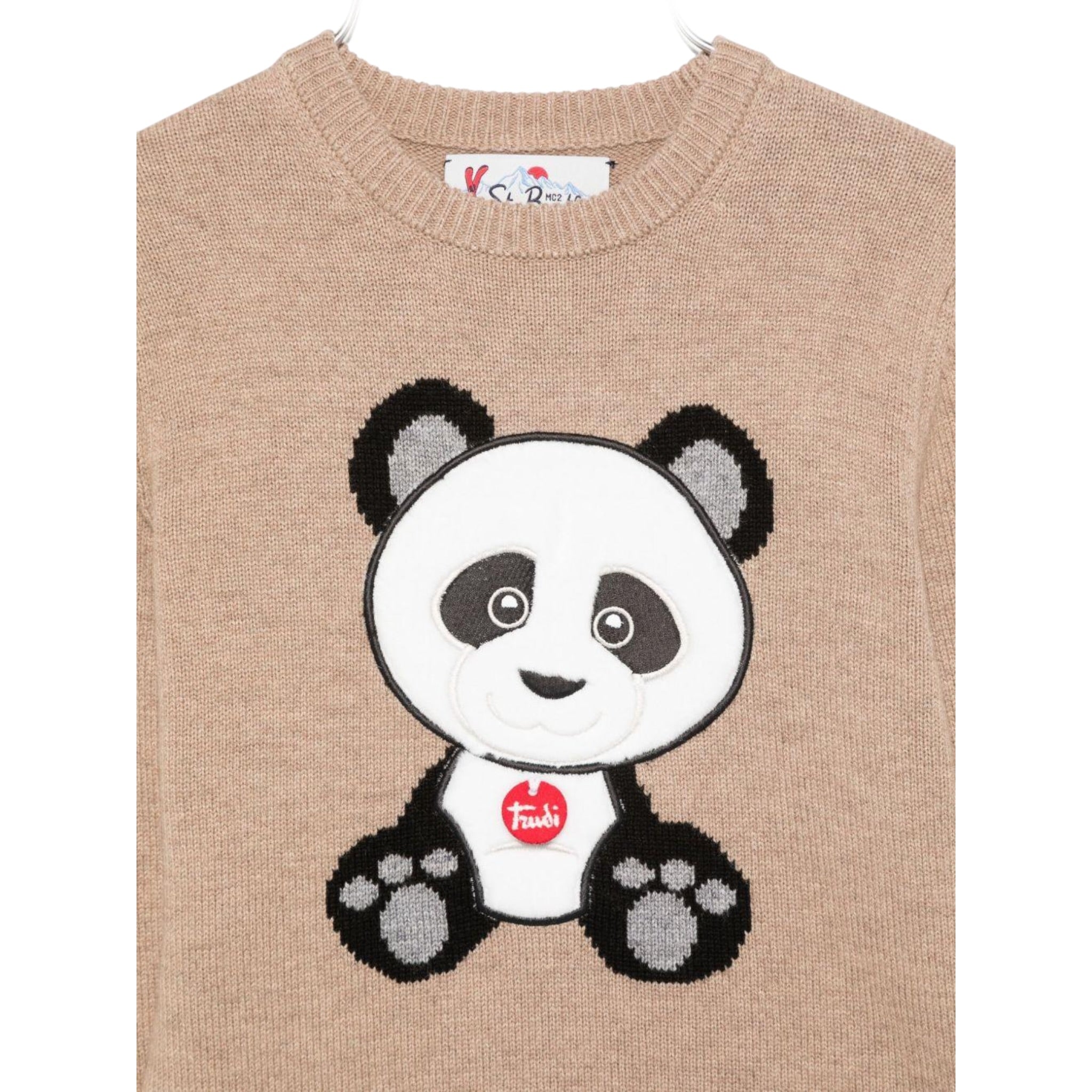 Saint Barth Maglia tinta unita con Stampa Beige per Bambina DOU0001 BEIGE SAINT BARTH 