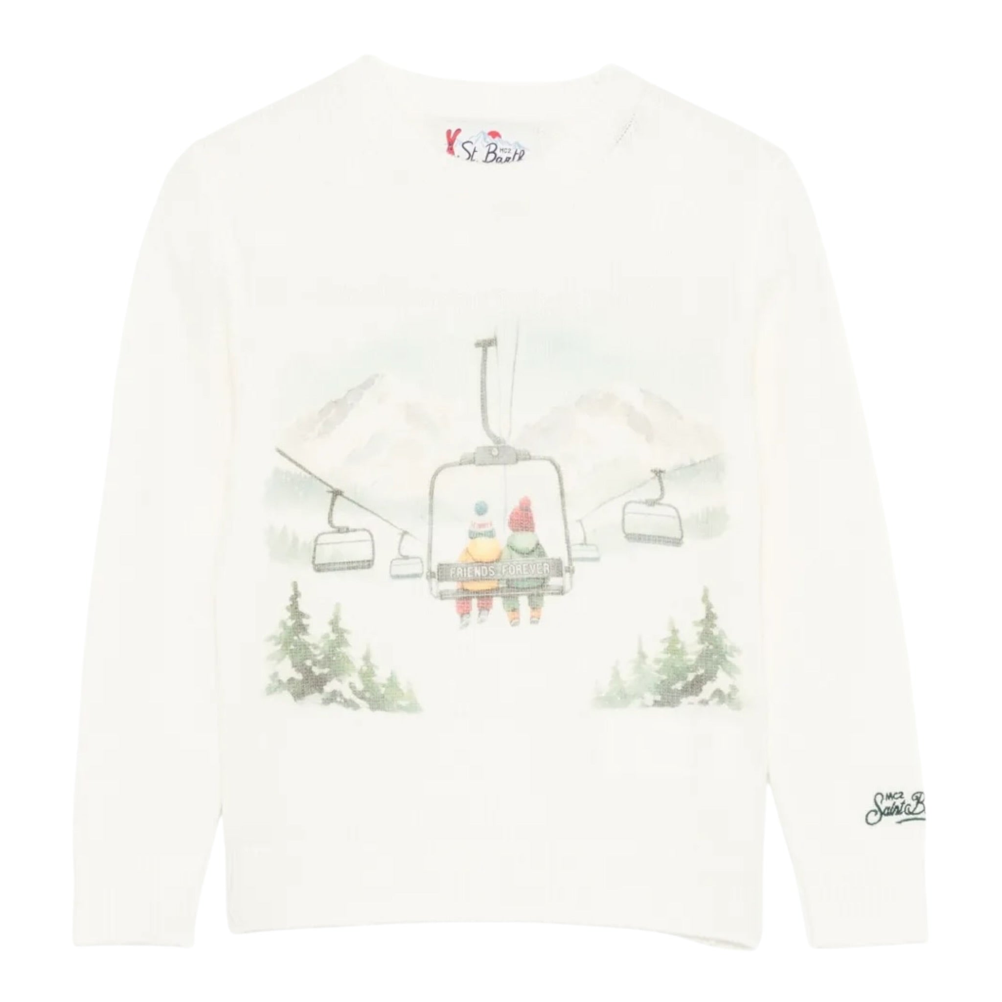 Saint Barth Maglia tinta unita con Stampa Panna per Bambina DOU001900340I PANNA SAINT BARTH 