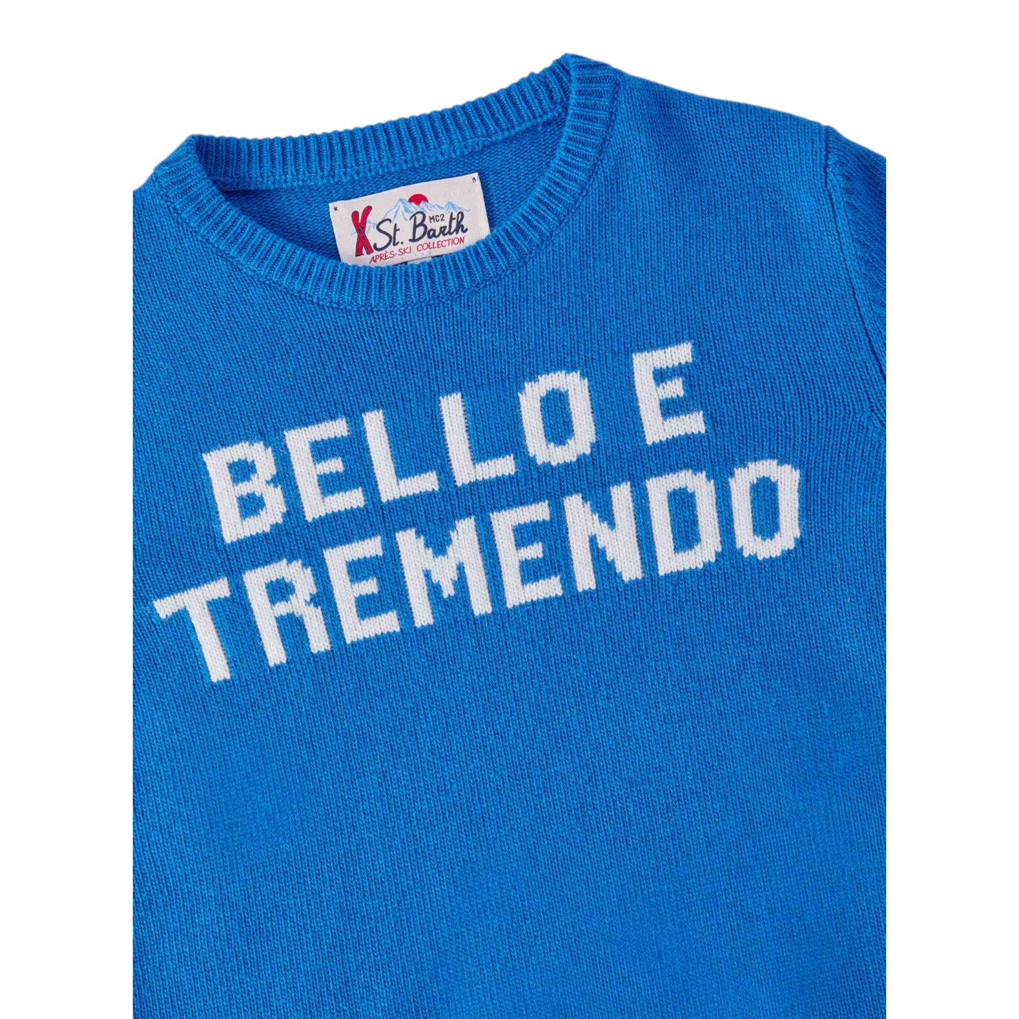 Saint Barth Maglia tinta unita con Ricamo Blu per Bambino DOUGLAS BLU SAINT BARTH 