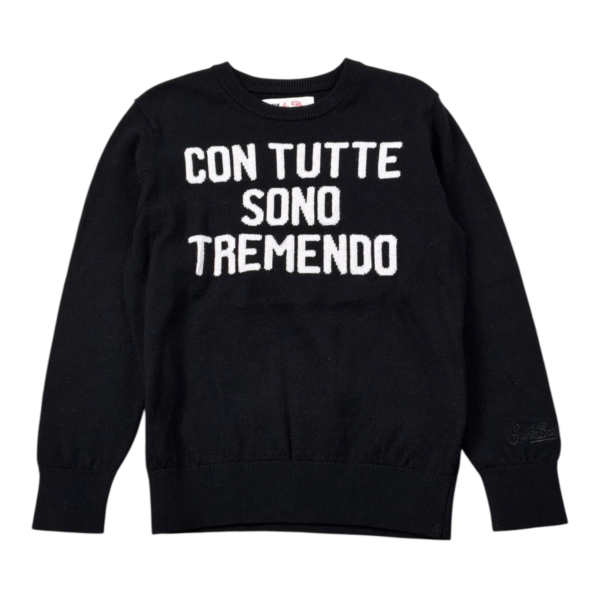 Saint Barth Maglia tinta unita con Stampa Nero per Bambino DOUGLASCOTTON NERO SAINT BARTH 