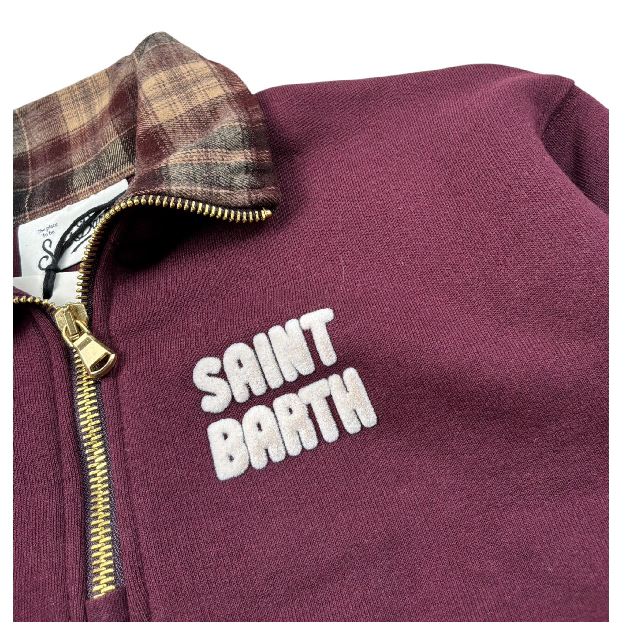 Saint Barth Felpa tinta unita con Colletto Bordeaux per Bambino ELIADEJRT BORDEAUX SAINT BARTH 