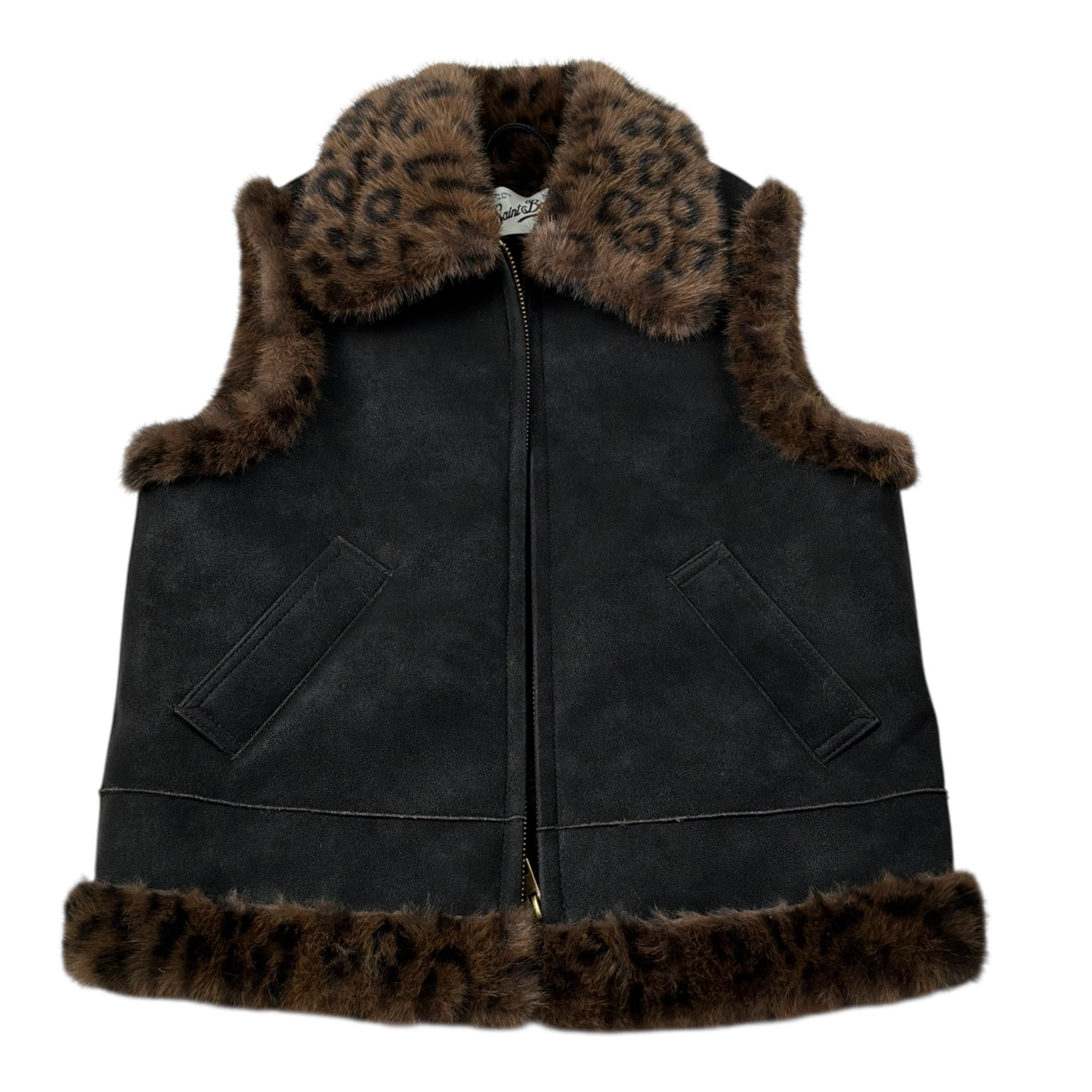 Saint Barth Gilet tinta unita con Profili Pelliccia Nero per Bambina HESKETH NERO SAINT BARTH 
