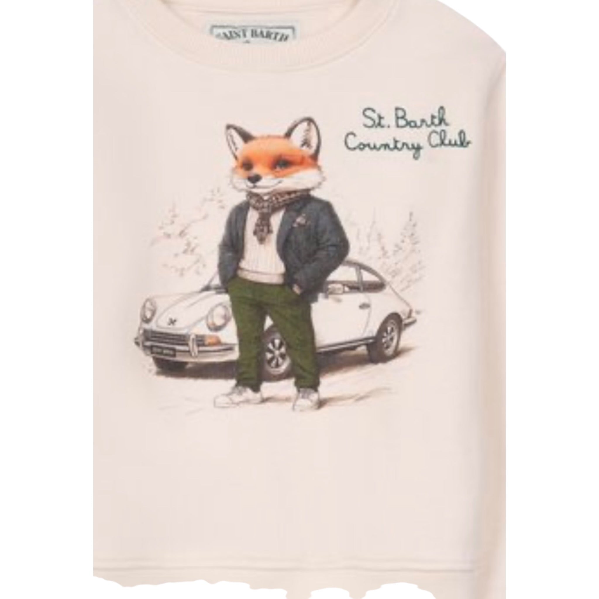 Saint Barth Felpa Chiusa Girocollo tinta unita con Stampa Panna per Bambino HUT000401035I PANNA SAINT BARTH 