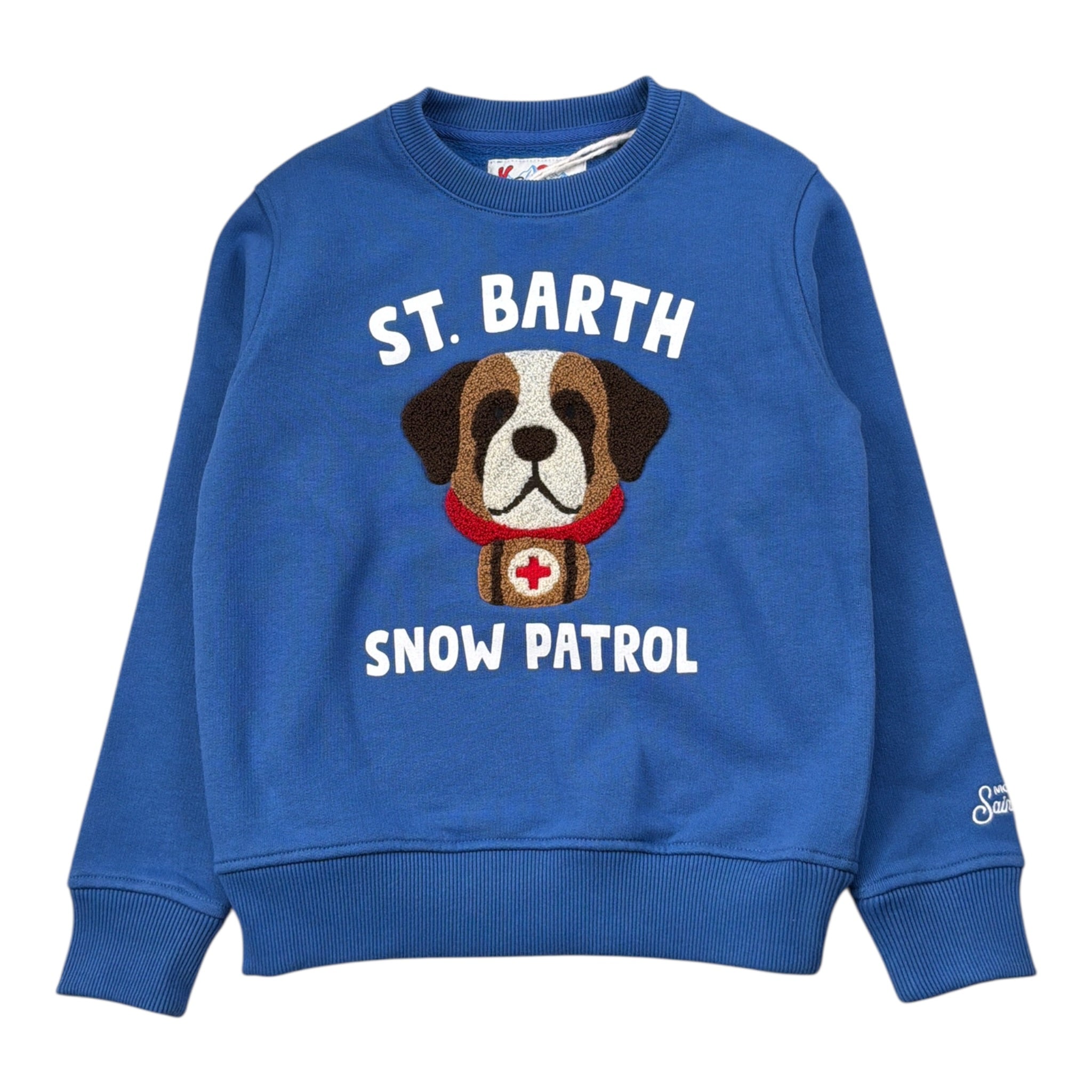 Saint Barth Felpa Girocollo tinta unita con Stampa Blu per Bambino HUTTON486 BLU SAINT BARTH 