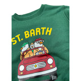 Saint Barth Felpa Chiusa Girocollo tinta unita con Logo Verde per Bambino HUTTONN VERDE SAINT BARTH 