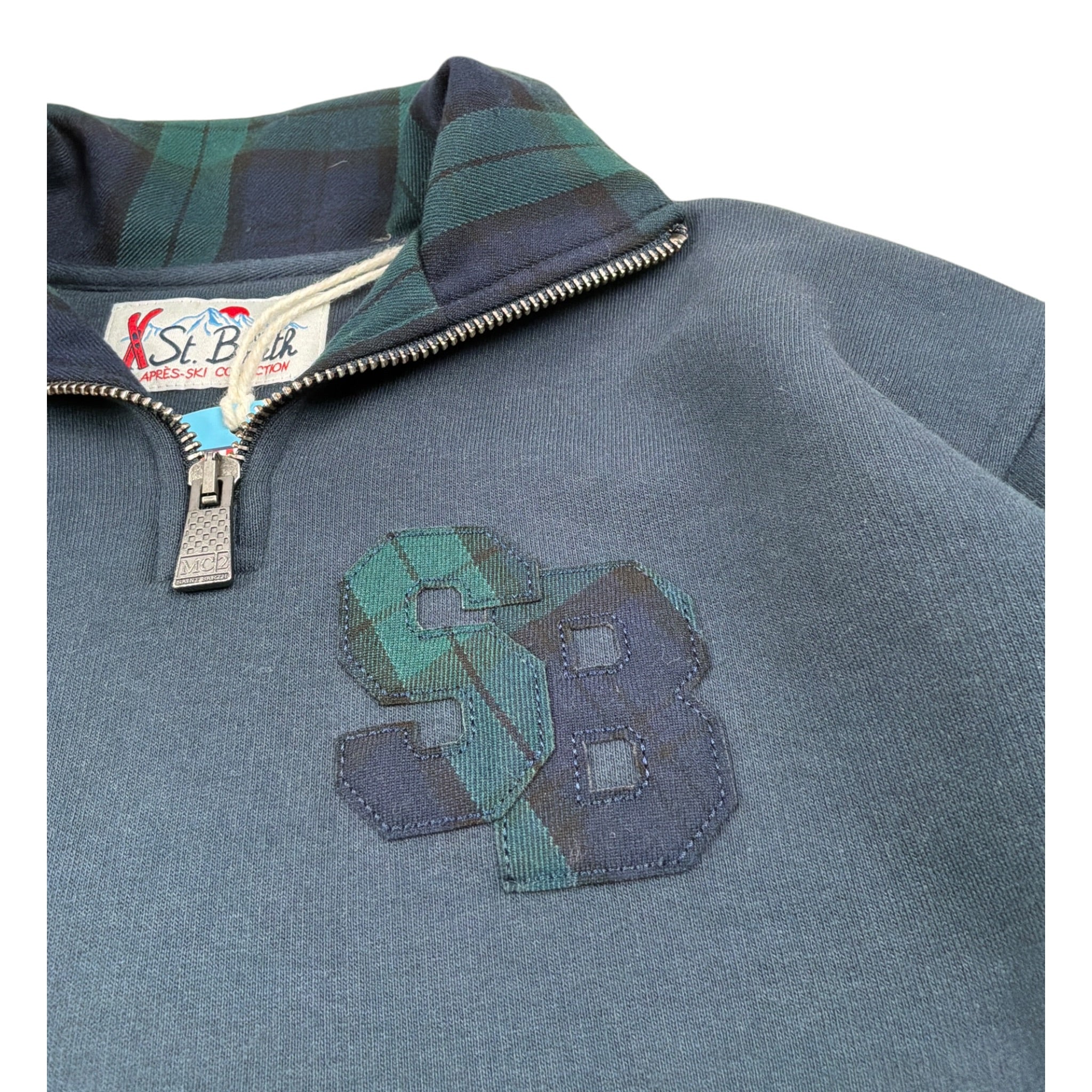 Saint Barth Felpa tinta unita con Colletto Blu per Bambino KENNETH BLU SAINT BARTH 