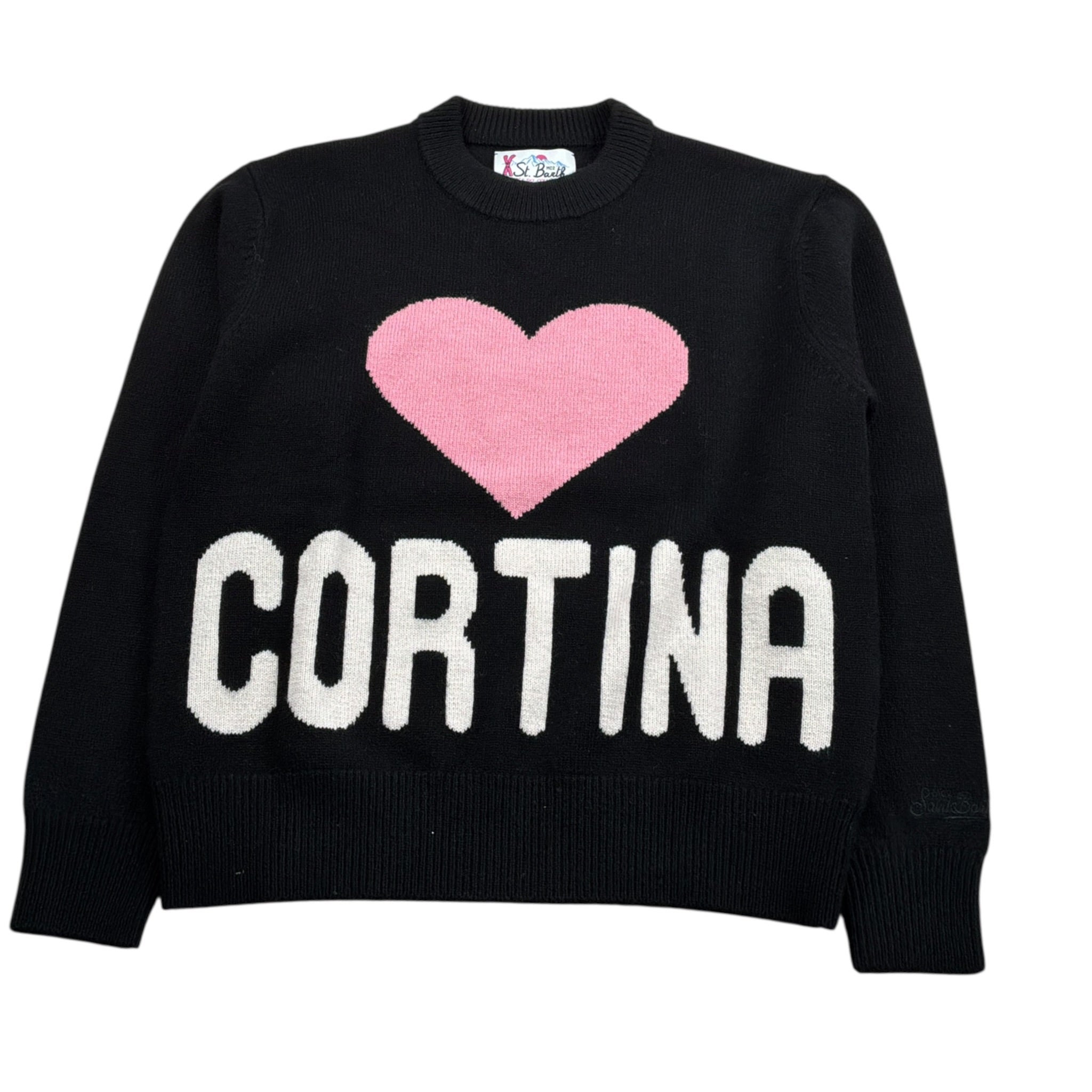 Saint Barth Maglia tinta unita con Stampa Nero per Bambina KYLA004 NERO SAINT BARTH 