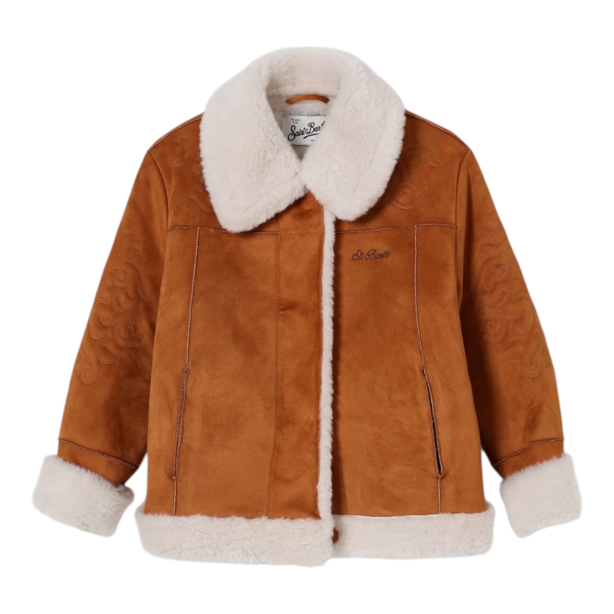 Saint Barth Giubbino tinta unita con Colletto Cammello per Bambina LOA003 CAMMELLO SAINT BARTH 