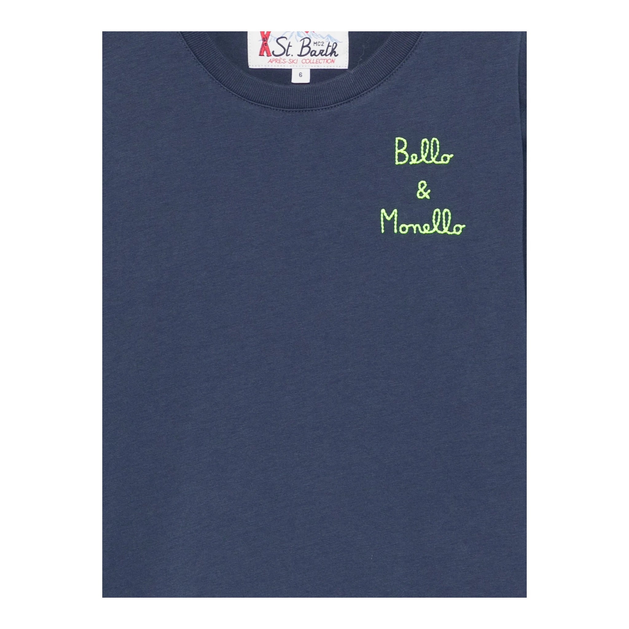 Saint Barth Shirt Girocollo tinta unita con Stampa Blu per Bambino LUT0003 BLU SAINT BARTH 