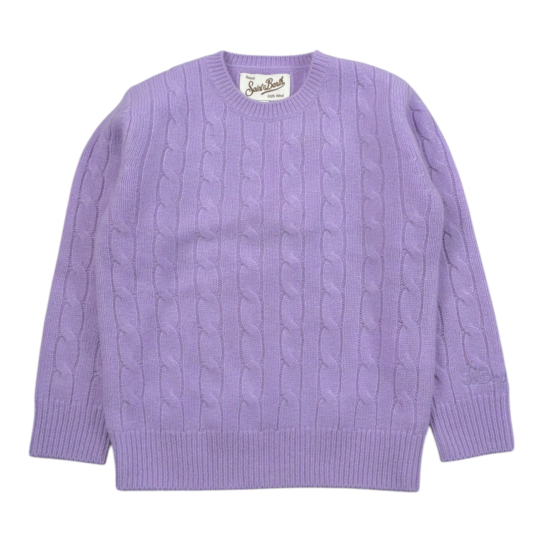 Saint Barth Maglia tinta unita con Trecce Lilla per Neonata LYL00400392L LILLA SAINT BARTH 