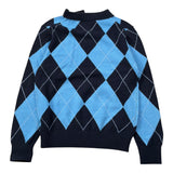 Saint Barth Maglia Bicolore con Fantasia Quadri Azzurro per Bambina MICKEYS AZZURRO SAINT BARTH 