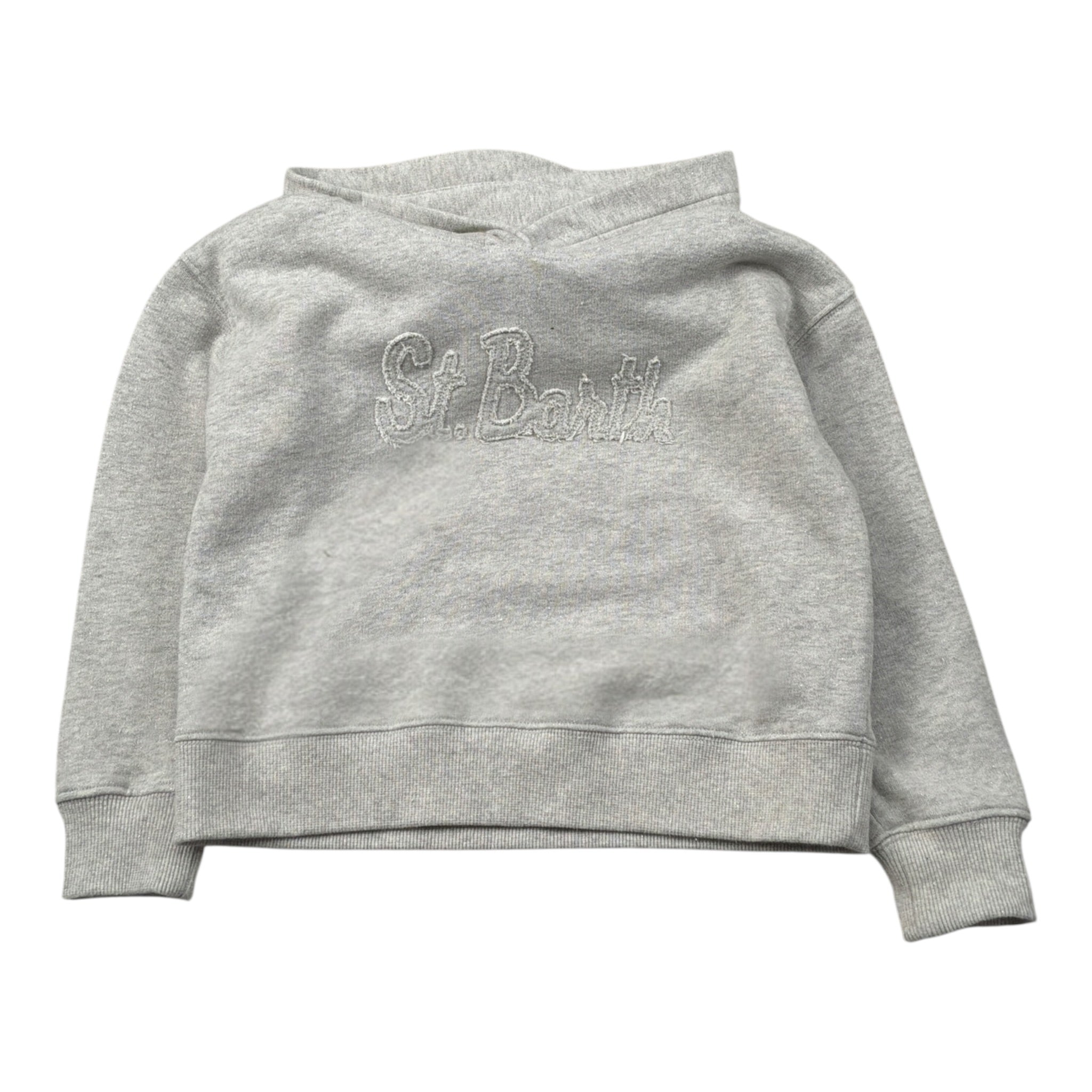Saint Barth Felpa Chiusa con Cappuccio tinta unita con Stampa Grigio per Bambina MINDY771 GRIGIO SAINT BARTH 